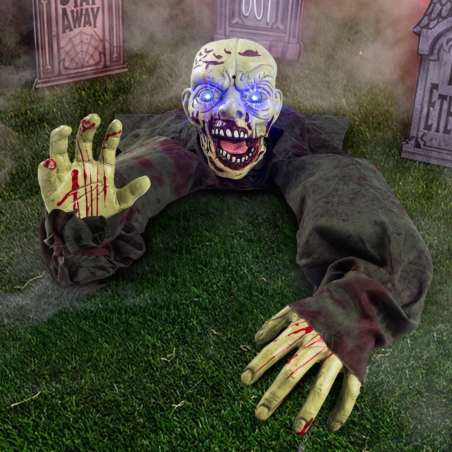 Joyfy Halloween Groundbreaker Animated Halloween Decorations Zombie with Creepy Sound and Flashing Eyes,Outdoor Scary Halloween Yard Decorations,Haunted House Decorations
