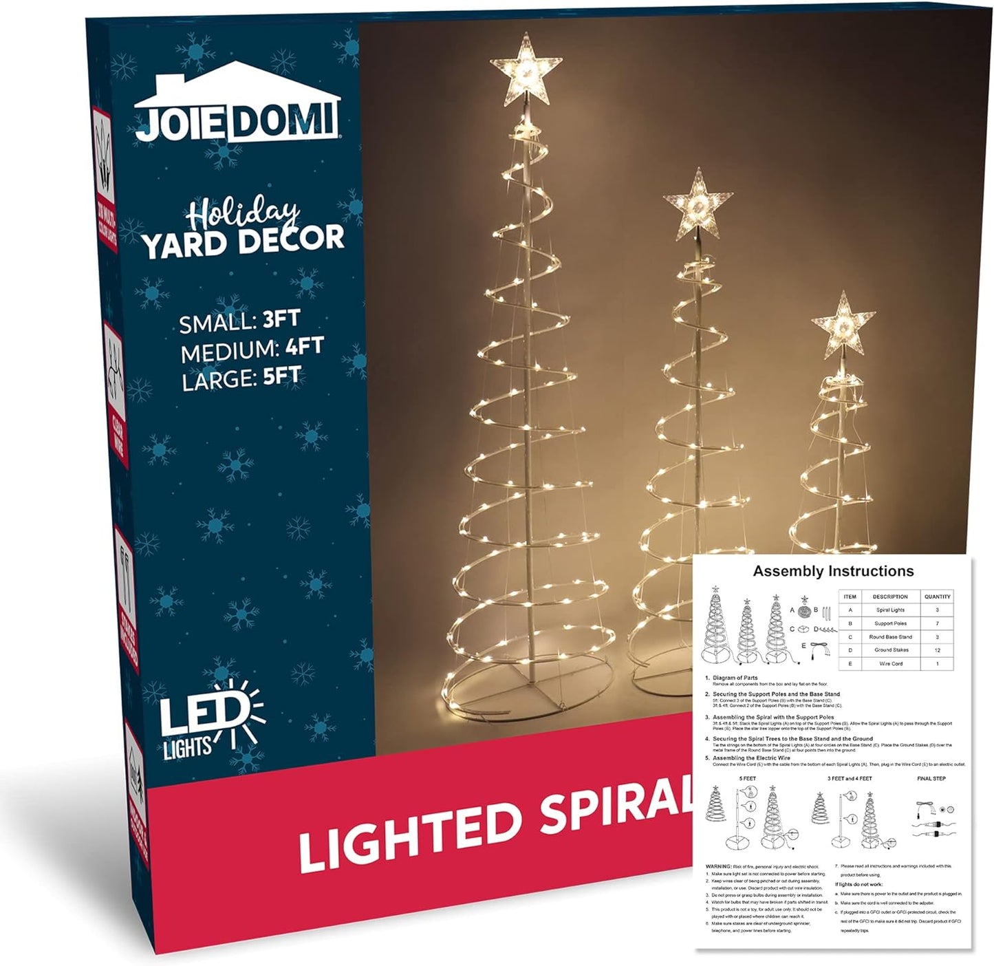 Joyfy 3 Pack Spiral Tree Christmas Decoration Outdoor,218 LED Christmas Tree Light Decorations,Christmas Yard Light with Stakes Decorations Outdoor Holiday Decor