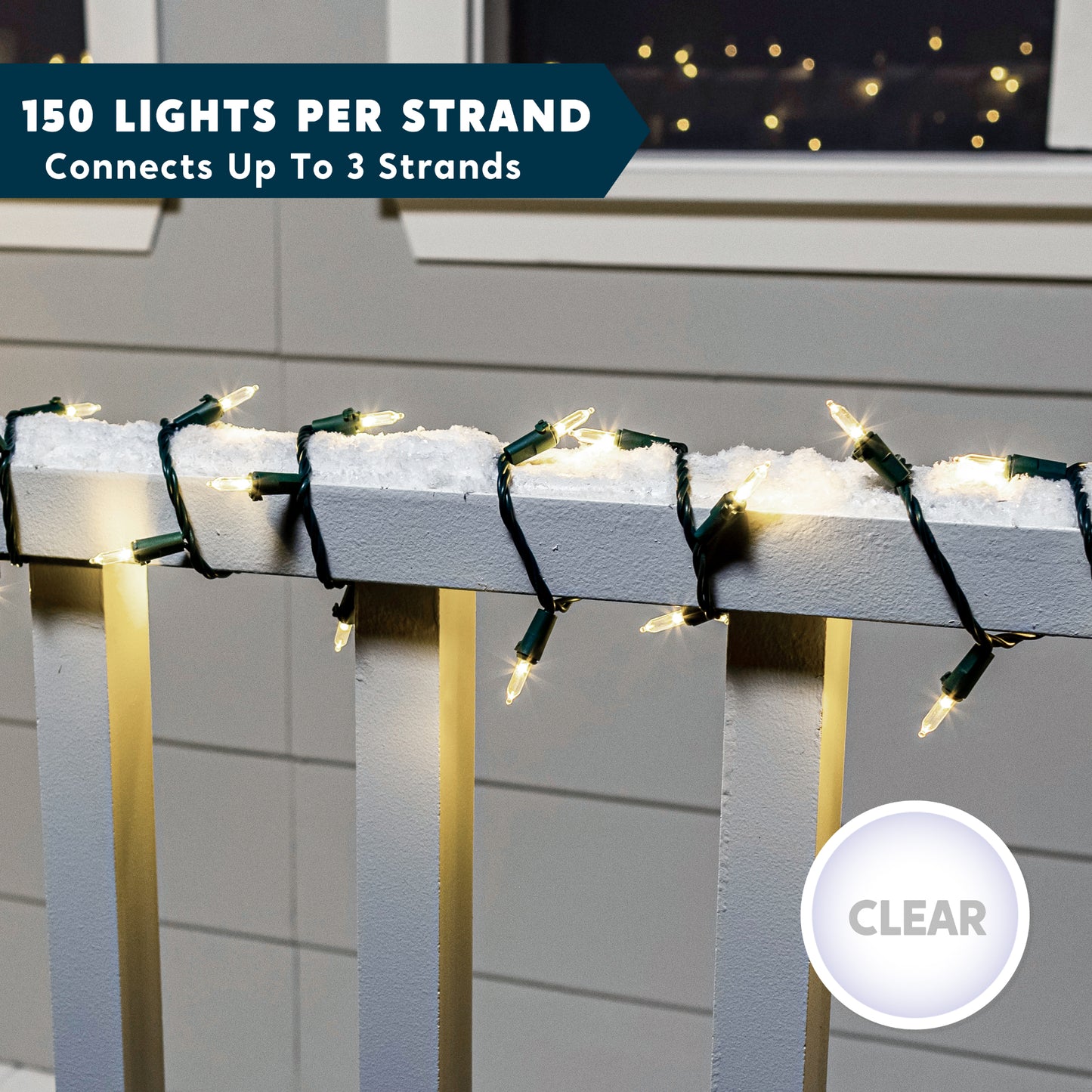 SYNCFUN Clear Christmas Lights,450(3x150)-Count Led Warm White Christmas String Lights,Connectable Green Wire Xmas Tree Lights for Indoor Outdoor Christmas Decorations Holiday Party Decor