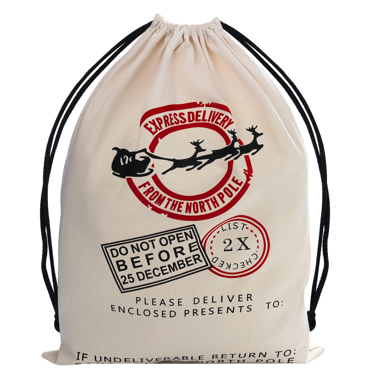 YNCFUN Christmas Drawstring Gift Bag Santa Burlap Sack 26" x 19" Cloth Pouch for Xmas Presents Package, Event Party Supplies, Christmas Party Favors
