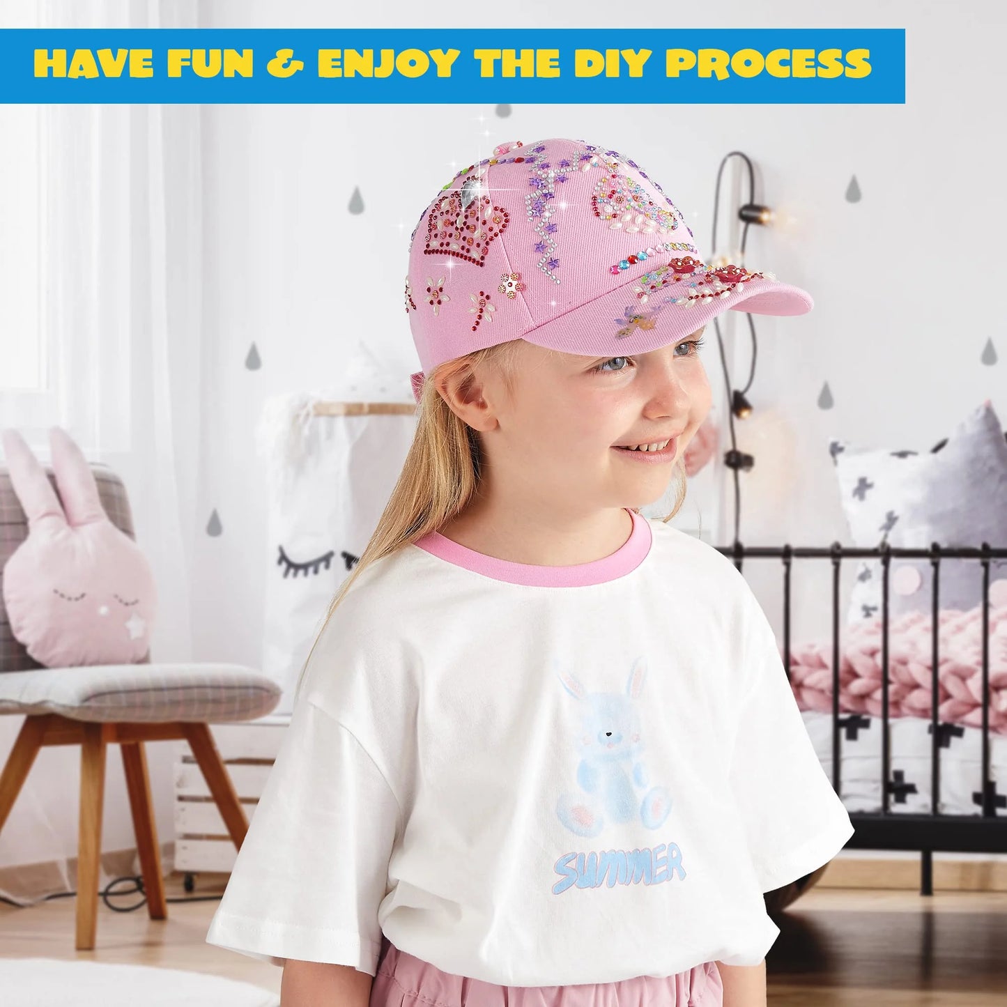 Joyfy Pink Baseball Cap Art Set, Arts And Crafts For Kids Ages 8-12, Birthday Toys Gifts For Girls Art Supplies