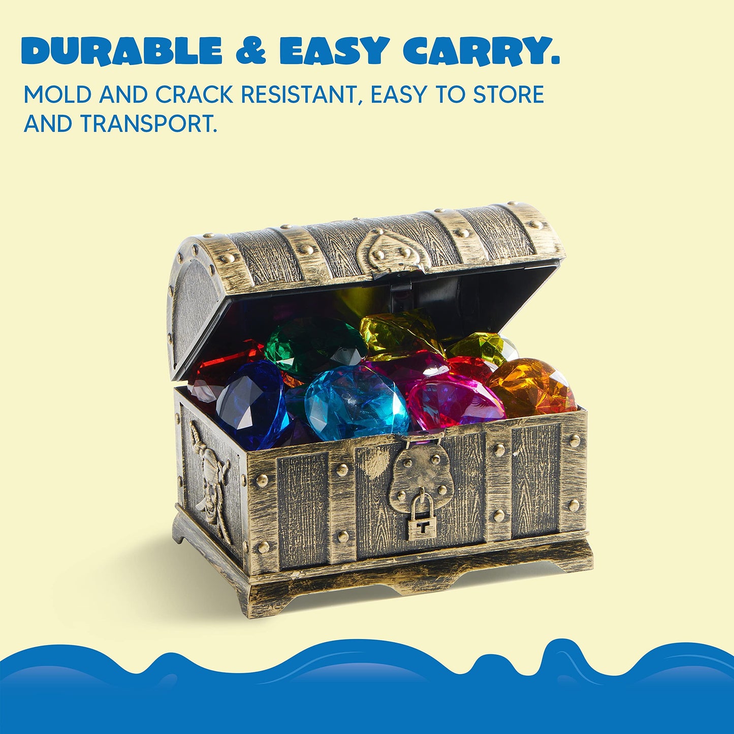 Syncfun Diving Gems Pool Toys, 16 Big Colorful Diamonds with Pirate Treasure Chest, Little Mermaid Swim Dive Diving Toy for Kids Toddlers