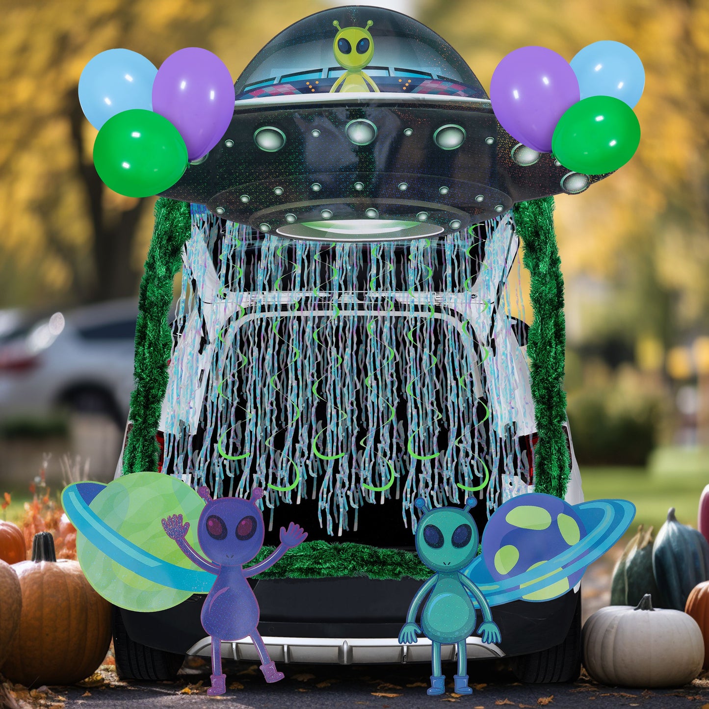 Joyfy Halloween Trunk or Treat Car Decorations Kit,Halloween Car Decorations Car Archway with UFO Aliens Theme,Trunk or Treat Decorations for Suv,Halloween Outdoor Garage Door Party Decor