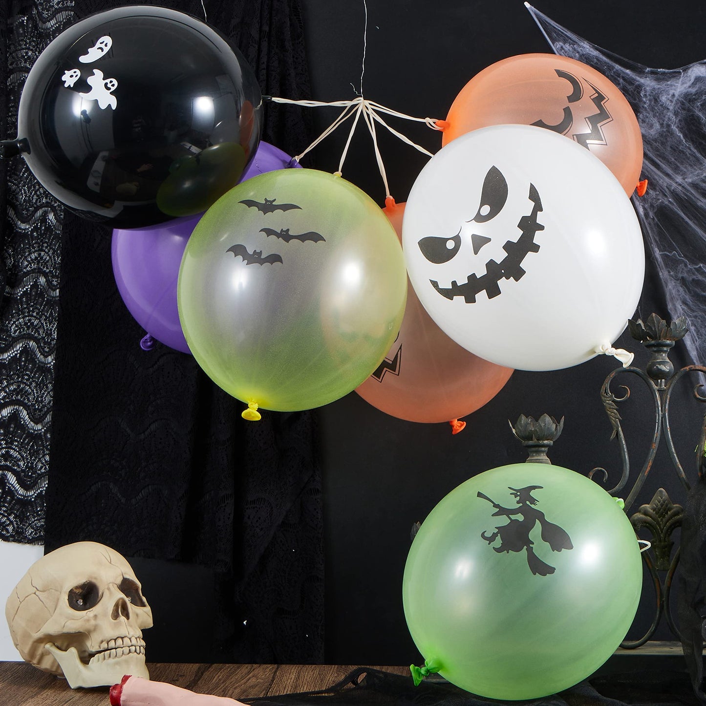 SYNCFUN 36 Pcs Halloween Punch Balloons,Halloween Toys for Kids,Halloween Party Favors Games,Halloween Treat Bag Fillers Prizes Goodies,Classroom Halloween Decorations