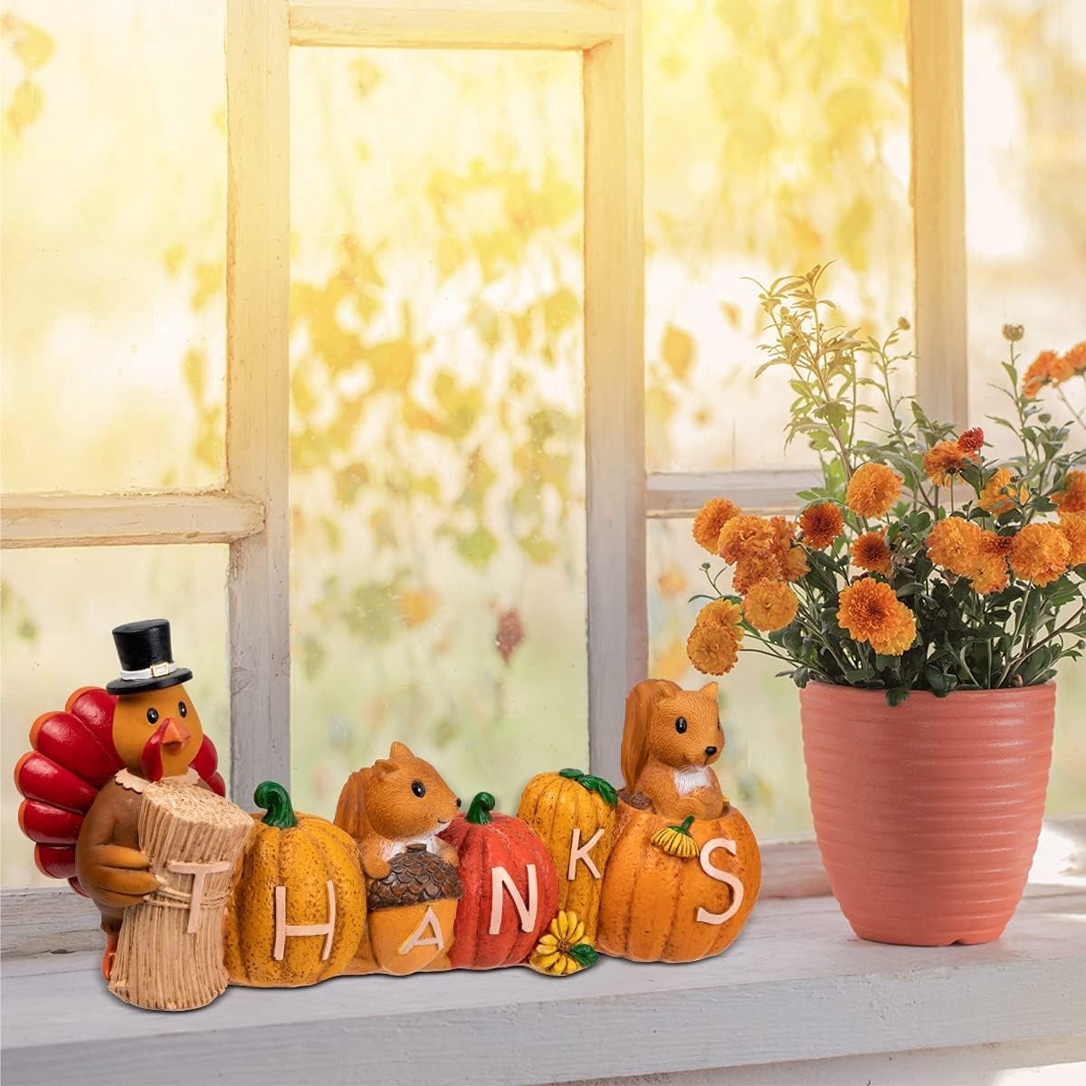 Joyfy Thanksgiving Pumpkin Turkey Tabletop Decor, Resin Turkey Figurines,Thanksgiving Decoration, Autumn Decor,Thanksgiving Fall Harvest Home Decorations,Indoor Kitchen D¨¦cor