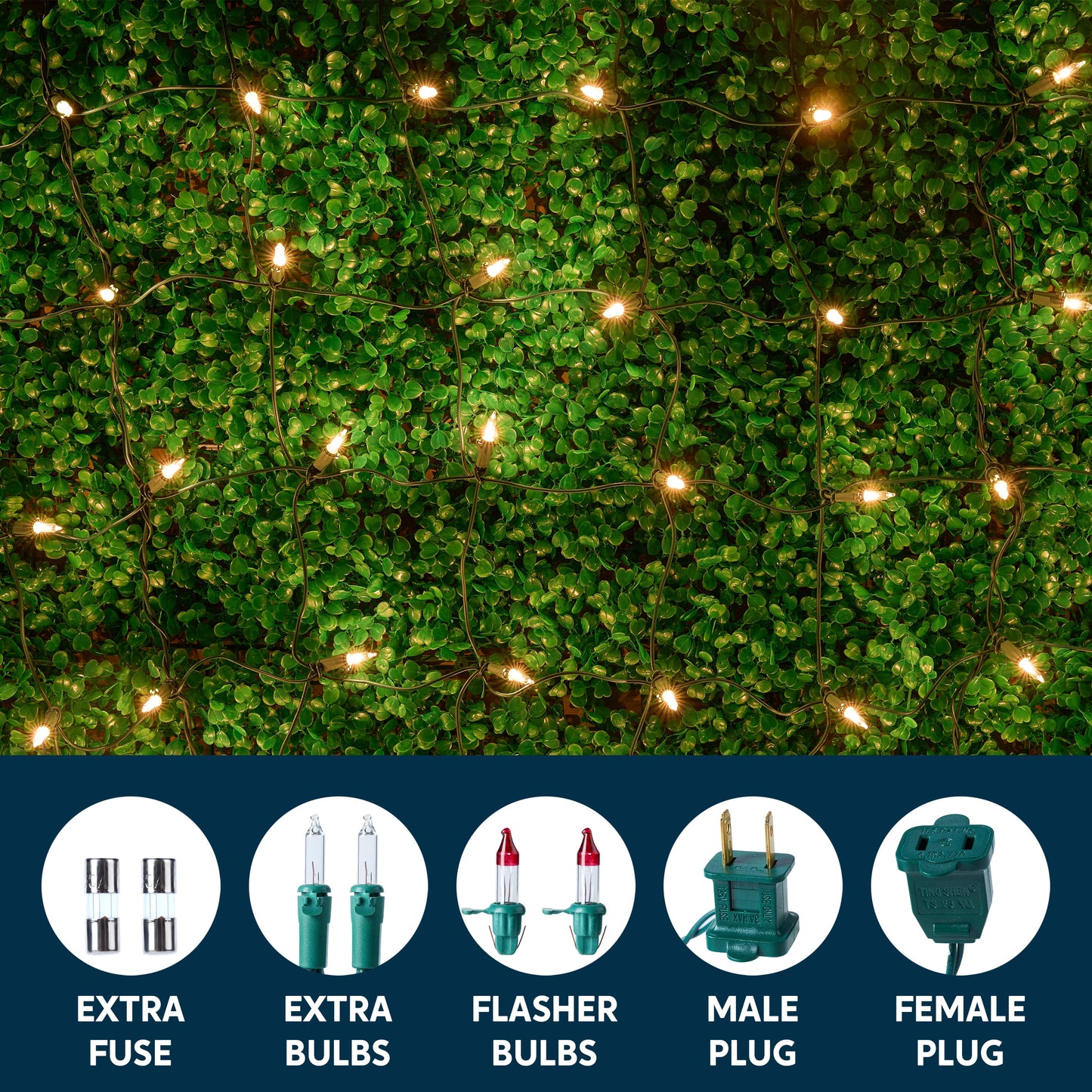 2x100 Warm White Incandescent Christmas Net Lights for Indoor & Outdoor Decorations, Christmas Events, Christmas Eve Night Decor, Christmas Tree, Bushes