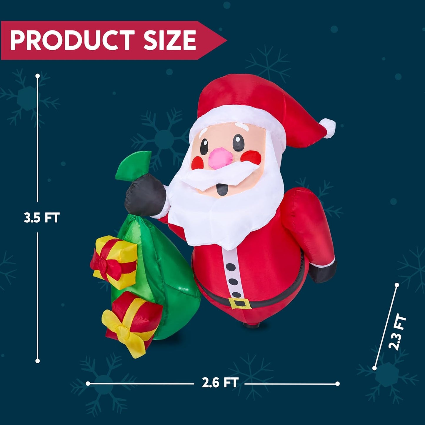 Syncfun 3.5 FT Christmas Inflatables Window Outdoor Decorations,Santa with Gift Bags Broke Out from Window Blow Ups Yard with Built-in LEDs for Holiday Party Garden Lawn Decor