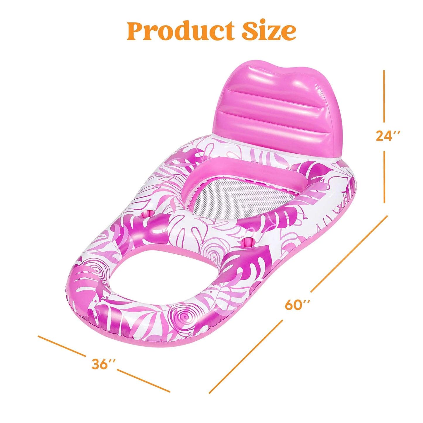 Syncfun Pool Lounge Float for Adult, Inflatable Pool Floats Lounger Raft Floaties with Cup Holders, Pink Pool Chair