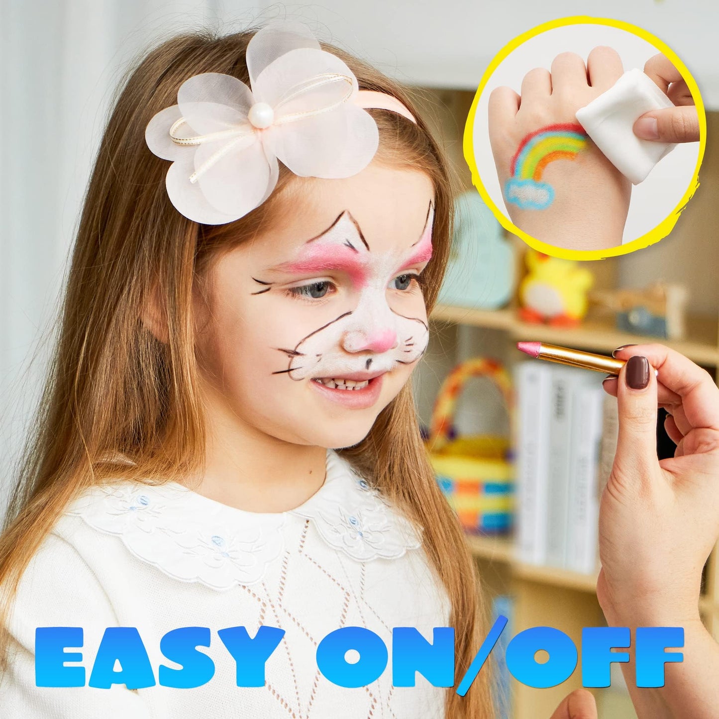 Joyfy 24 Piece Face Paint for Kids, Safe Face and Body Crayons for Toddlers, Birthday Easter Halloween Makeup Party Supplies