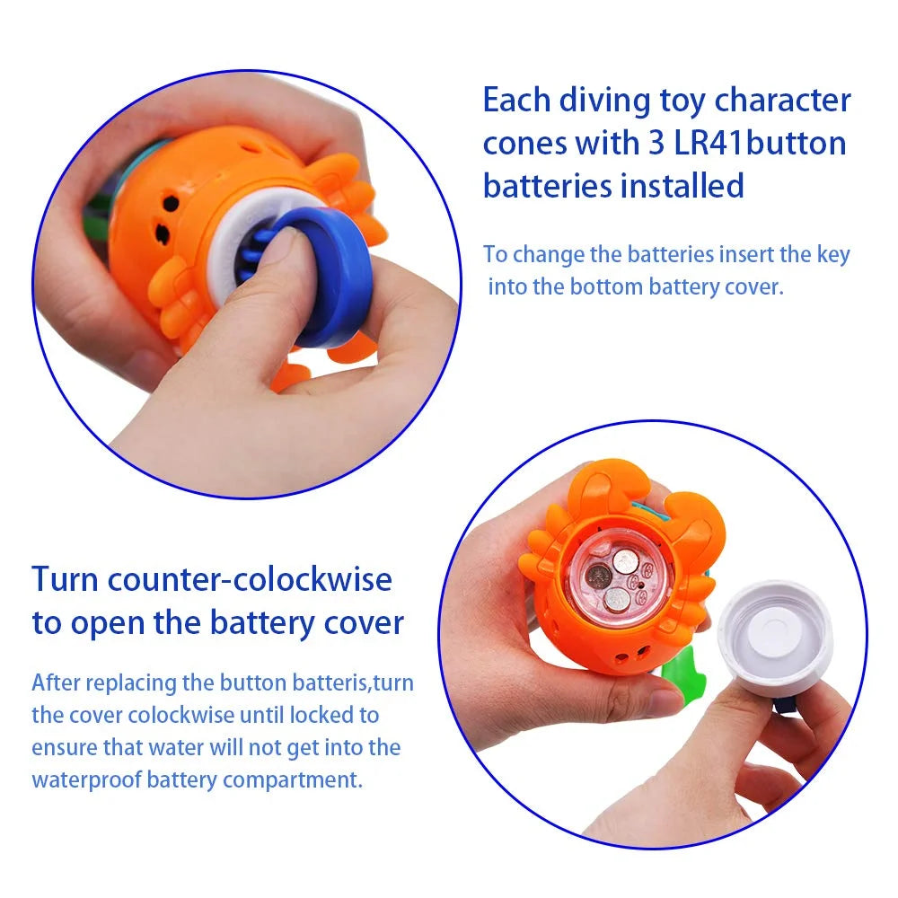Syncfun 3 Pack Light-up Diving Pool Toys Set, Animals Seaweed Water Wiggler Dive Toys, Summer Swimming Pool Toy for Kids