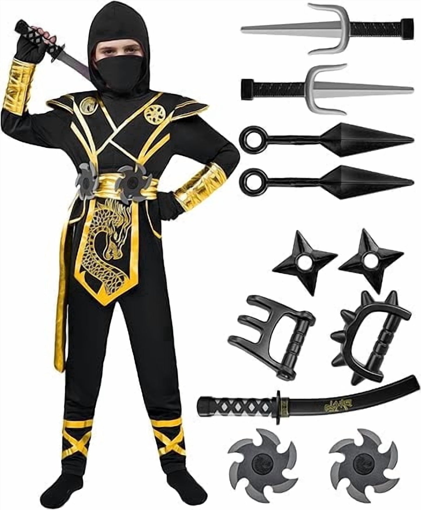 Joyfy Ninja Costume for Kids, Ninja Dragon Costume Set, Boys Halloween Outfit for Dress-up and Role-play Party