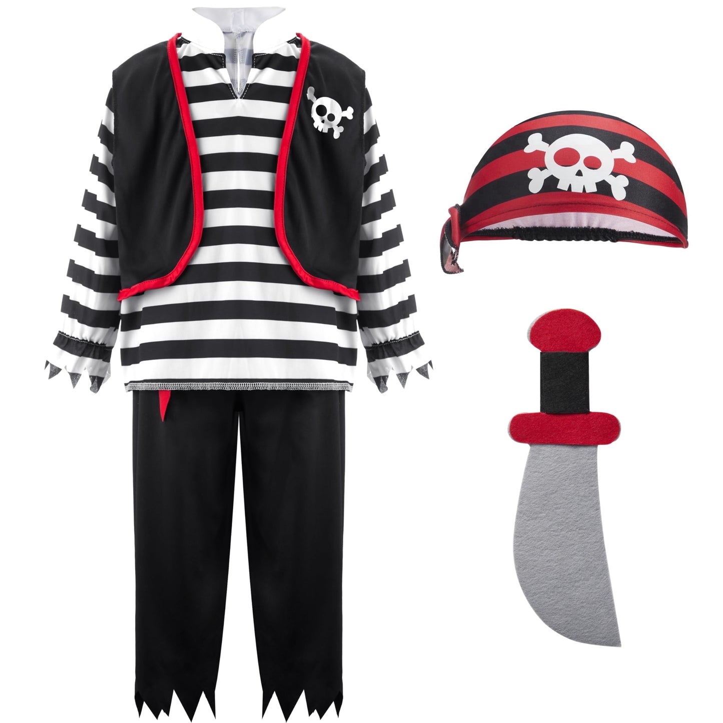 Joyfy Halloween Pirate Costume for Kids, Boys Pirate Costume Set for Toddler Halloween Themed Party Dress up Cosplay