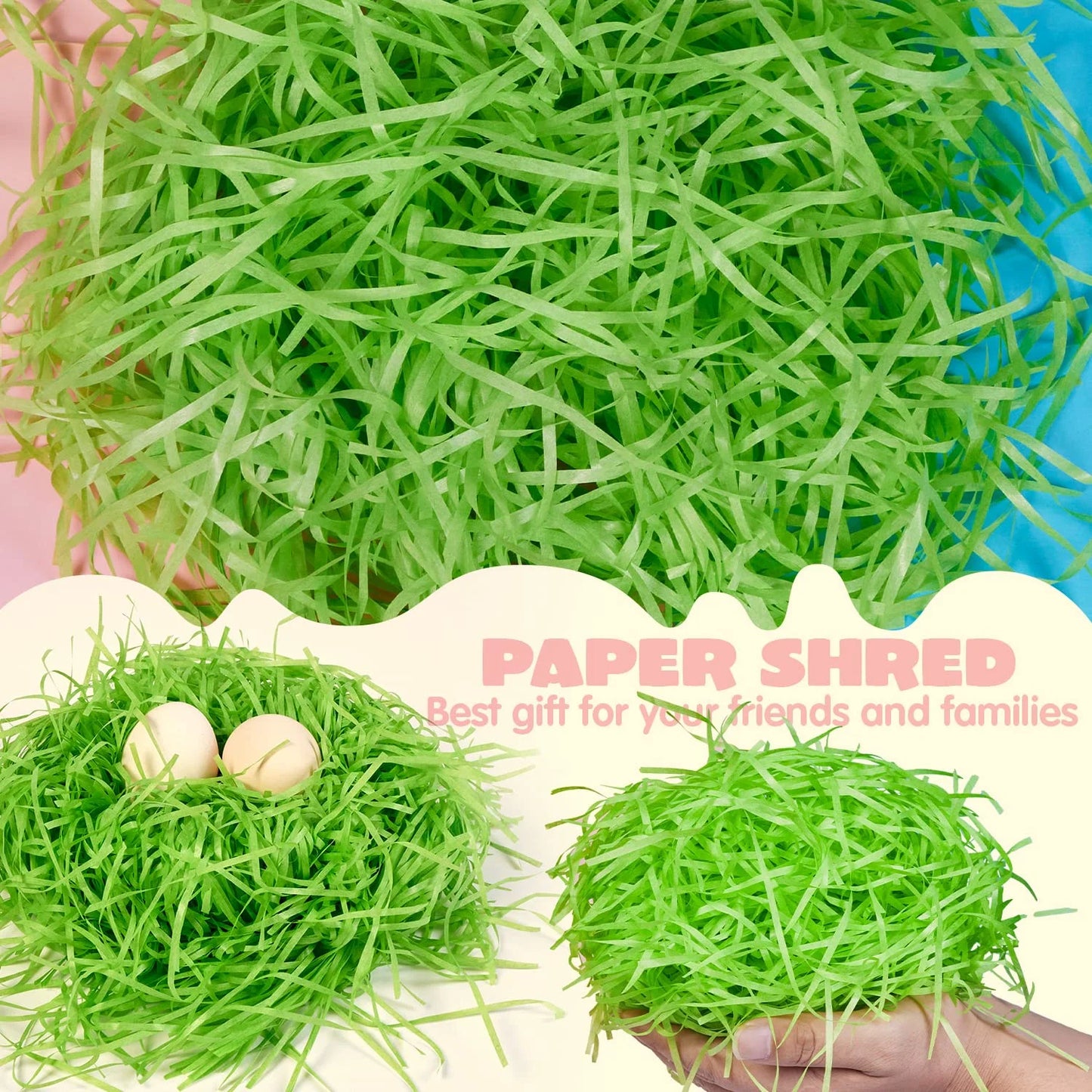 Joyfy 1000g (36oz ) Easter Grass for Baskets,Pink Yellow Sky Blue Green Recyclable Shredded Paper Easter Hunt,Party Decor