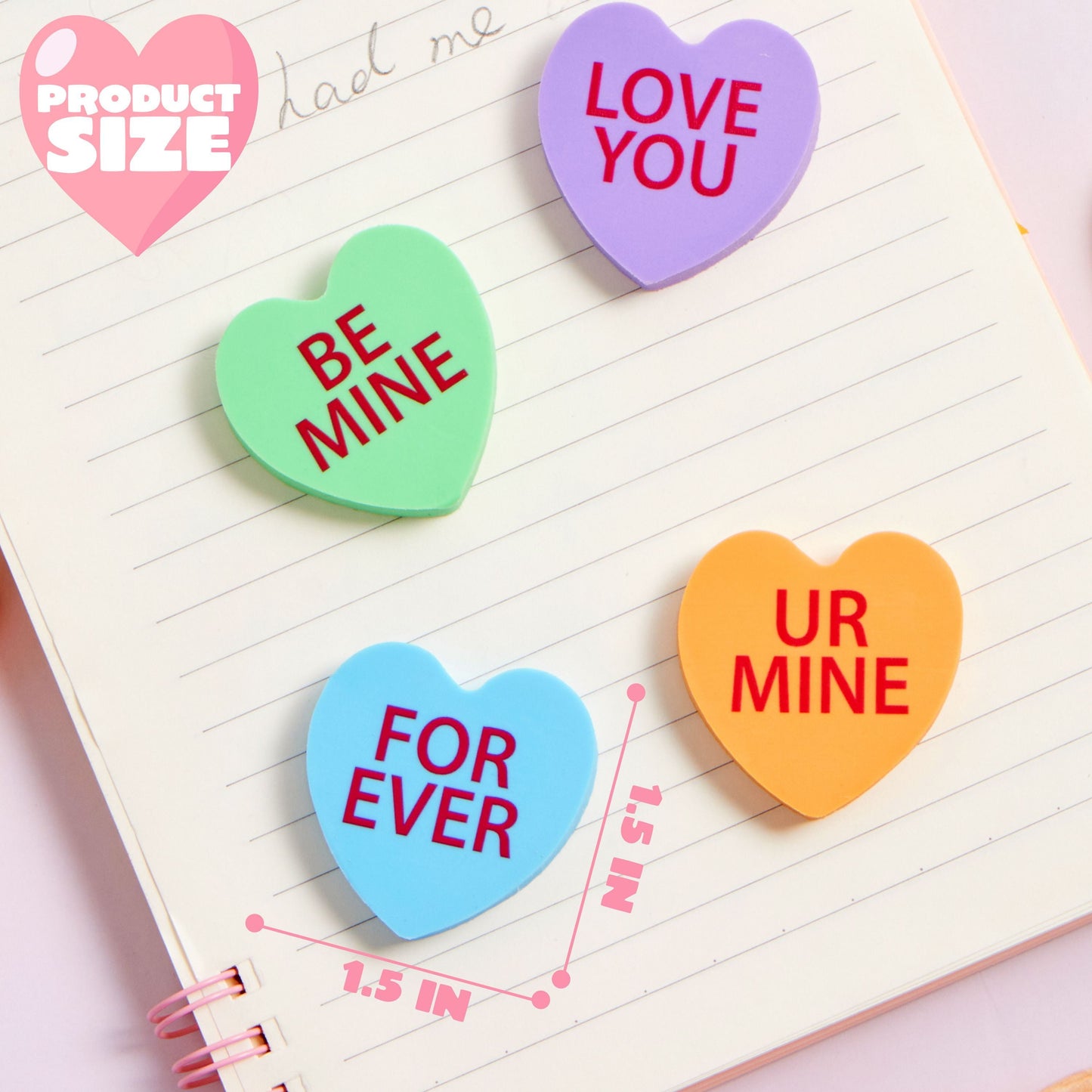 60 Packs Valentine Heart Erasers for Kids, Candy Colors Novelty Pencil Eraser, Valentine Day Gifts Set, Valentine's Classroom Exchange Eraser, Kids Classroom School Prize