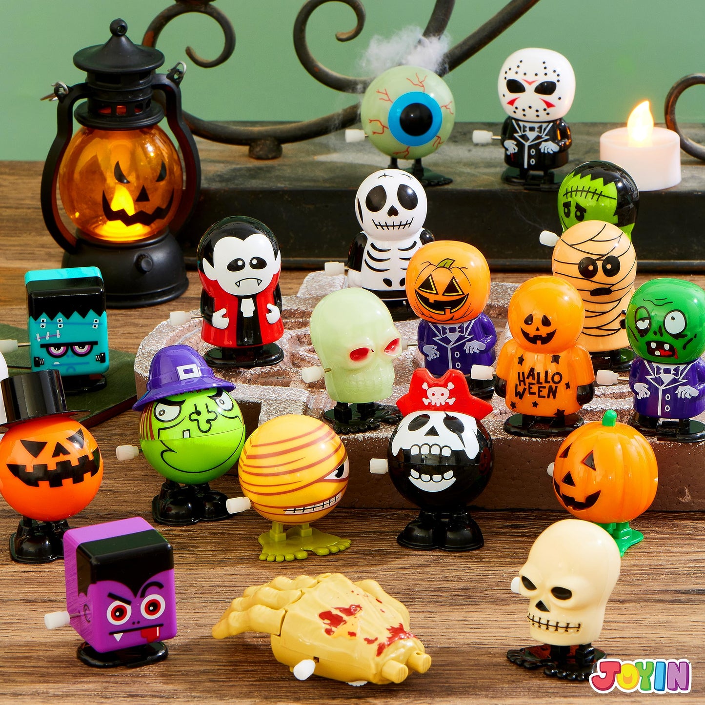 Joyfy 24 Pcs Halloween Wind Up Toys for Kids,Halloween Toys Bulk Halloween Gifts Halloween Basket Halloween Accessories,Halloween Goody Bags,Halloween Treat Bag Fillers