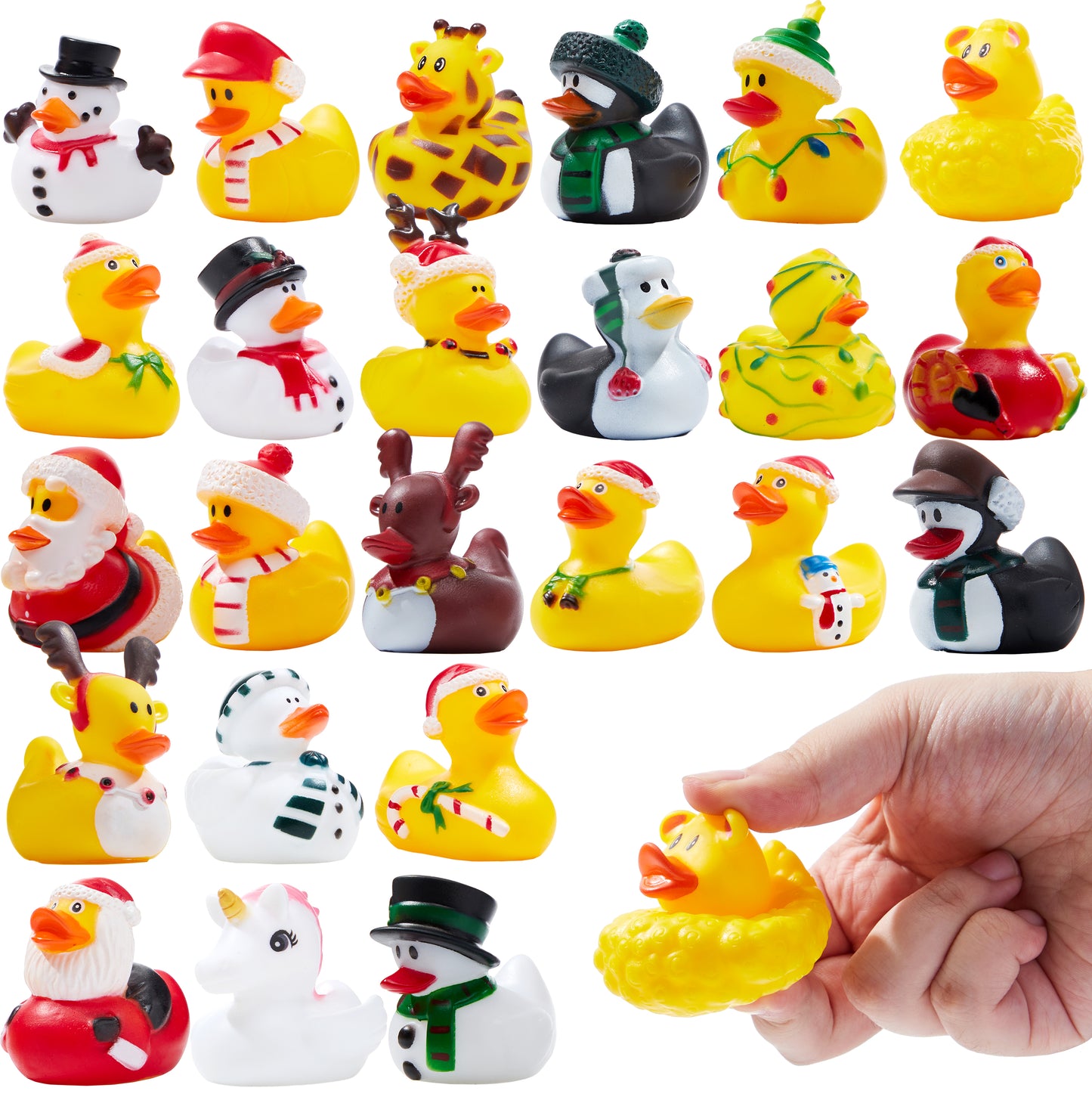 SYNCFUN 24 Pcs Cute Christmas Rubber Ducks for Boys, Girls, Kids and Toddlers, Christmas Party Favor Gifts
