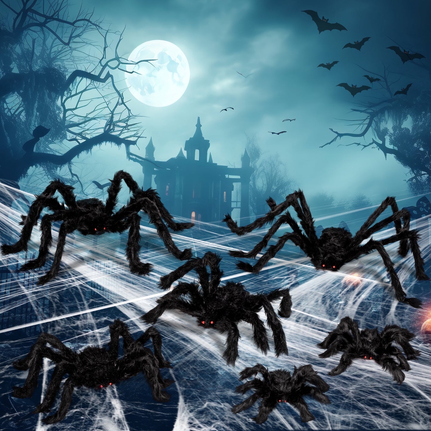 Joyfy 6 Pack Giant Spider Halloween Decorations,Scary Spider Halloween Decorations Outdoor Party Decorations Props Halloween Yard Decorations,Black