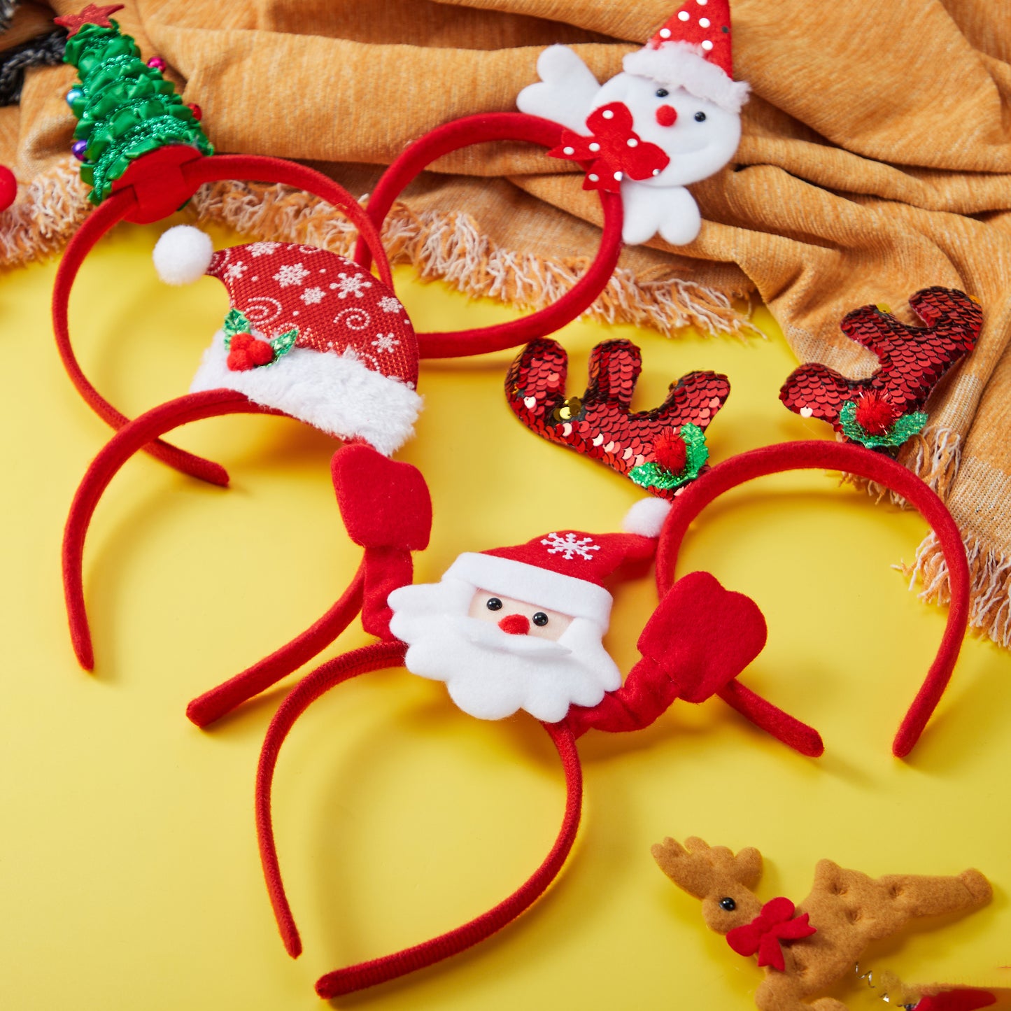 SYNCFUN 12 Pcs Christmas Headbands Assorted Design for Xmas Party Supplies Party Favors (One Size Fits All)