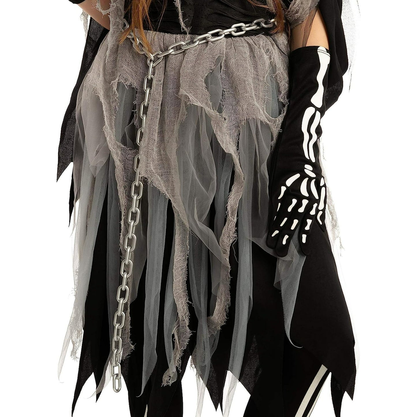 Spooktacular Creations Grim Reaper Girl Costume Glow in the dark for Halloween Role Play for 12-14 Years