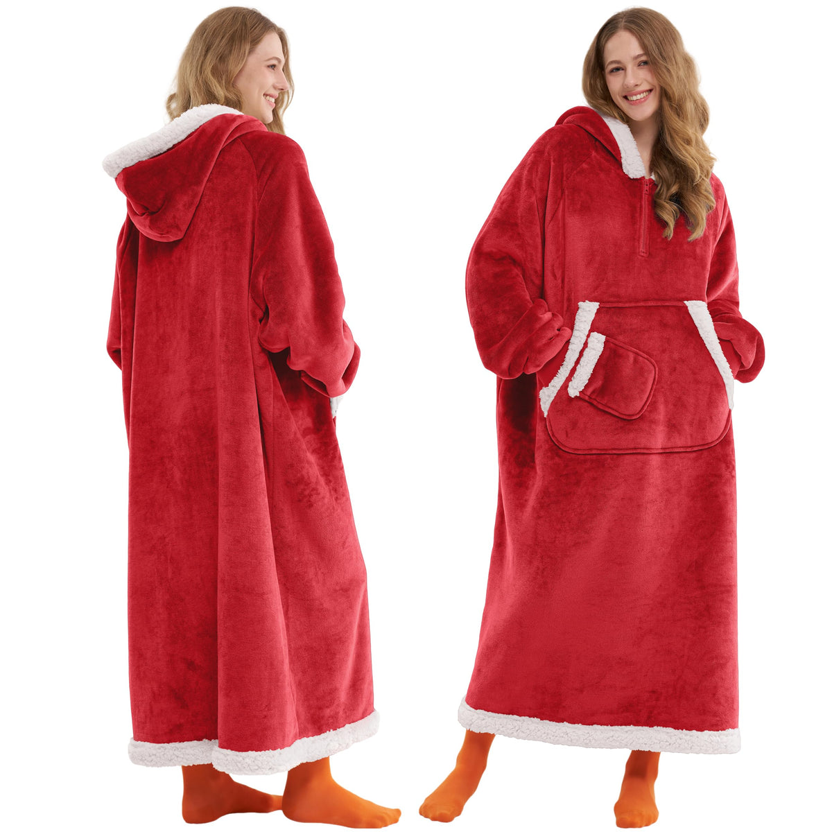 Joyfy Wearable Blanket Hoodie for Women Men Gifts for Women Mom Wife Sherpa Fleece Long Hooded Blanket Sweatshirt Cozy Sherpa Wearable Throw with Pocket & Sleeves for Adult