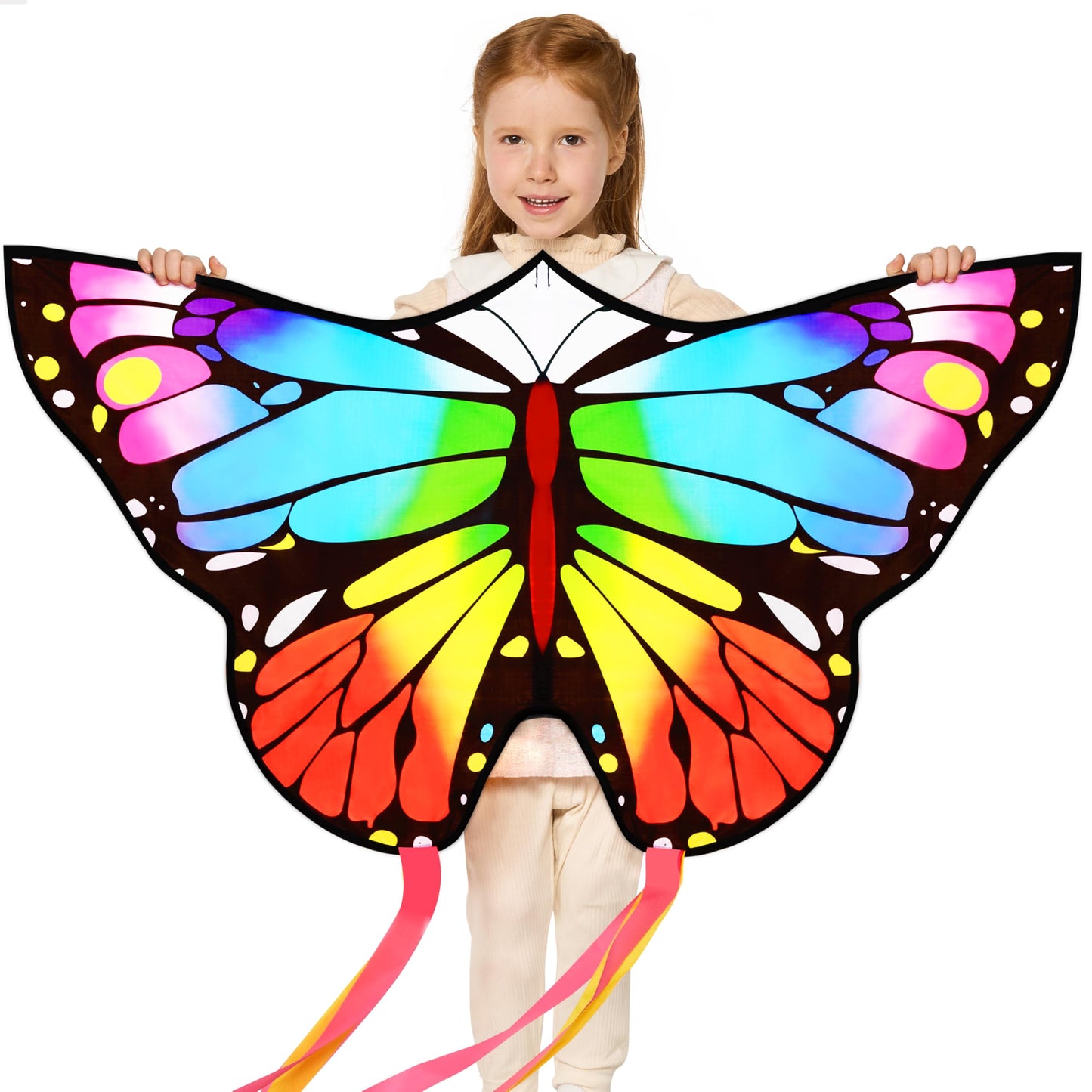 Joyfy Colorful Butterfly Kites Red– Easy to Fly for Kids and Adults, Large Beach Kite with 328ft String for Outdoor Games and Activities Kids Gifts