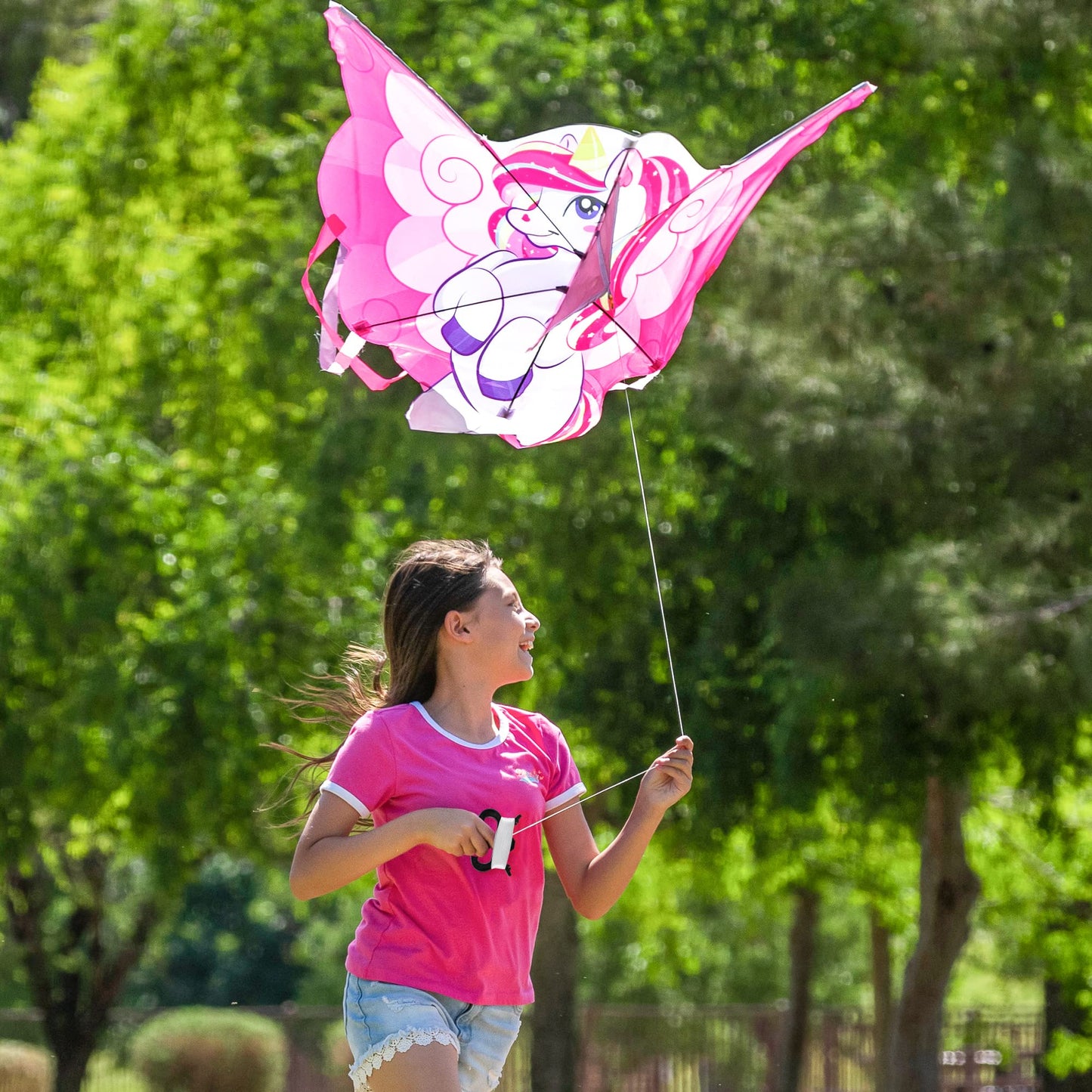 Joyfy 43.3'' Giant Pink Unicorn Kite - Easy to Fly Large Beach Kite for Kids and Adults with 262.5 ft String, Outdoor Games and Activities