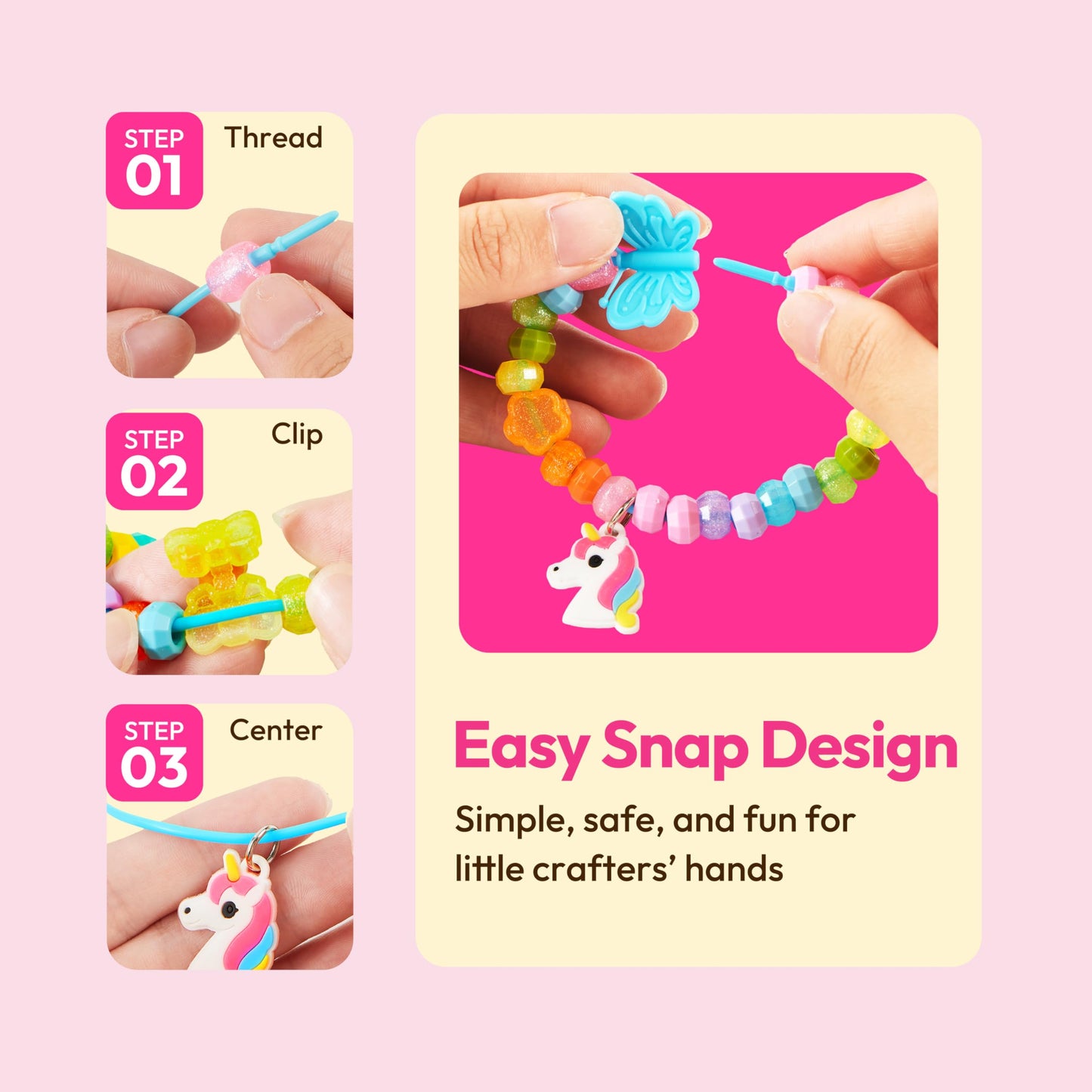 Klever Kits Jewelry Making Kit, Bracelet Making Kit for Kids, DIY Kit with 350+ Colorful Beads, Flower-Shaped Storage Case, Crafts Gifts for Girls Ages 3+