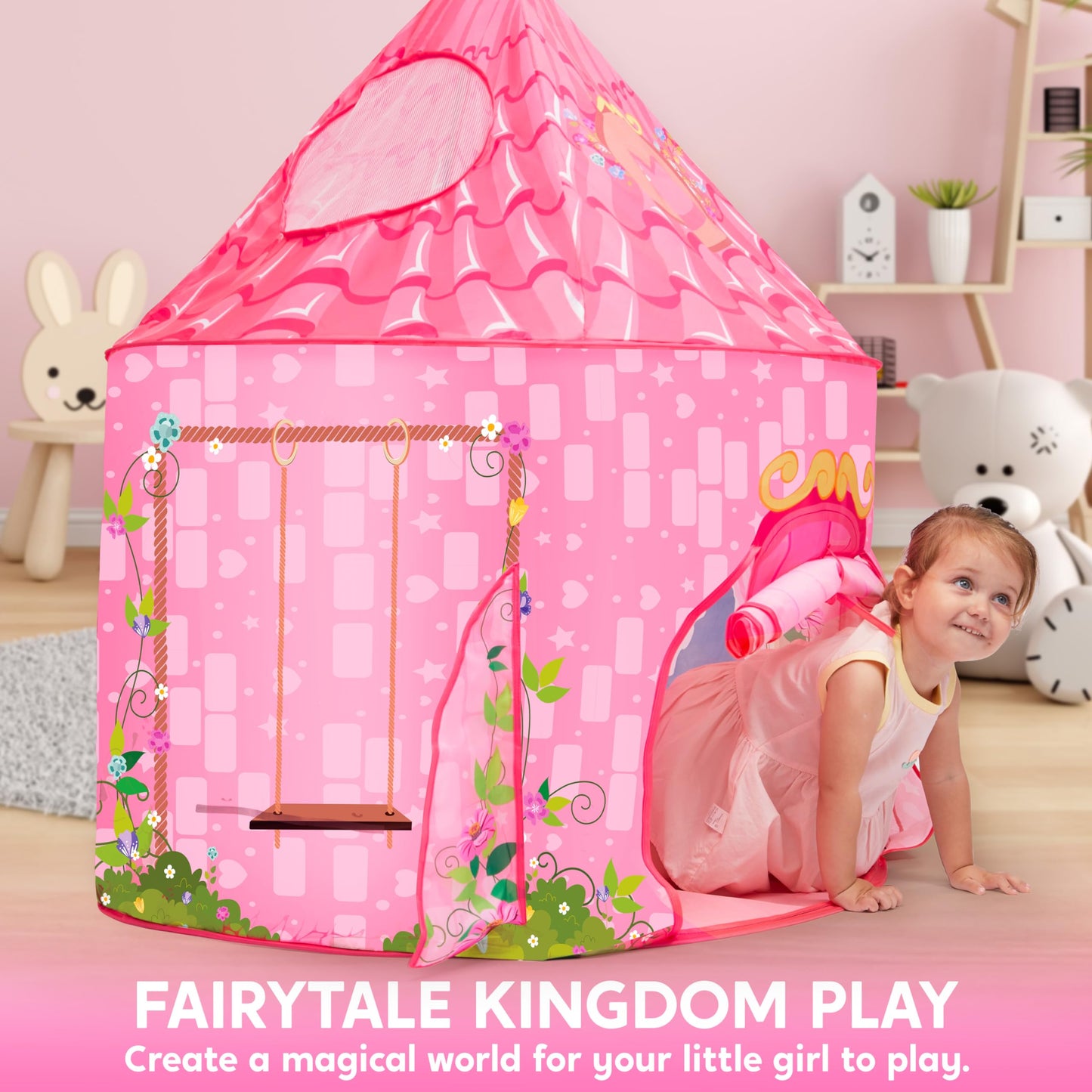 Syncfun Princess Castle Pink Kids Play Tent Girls Large Playhouse for Toodler Indoor & Outdoor Game