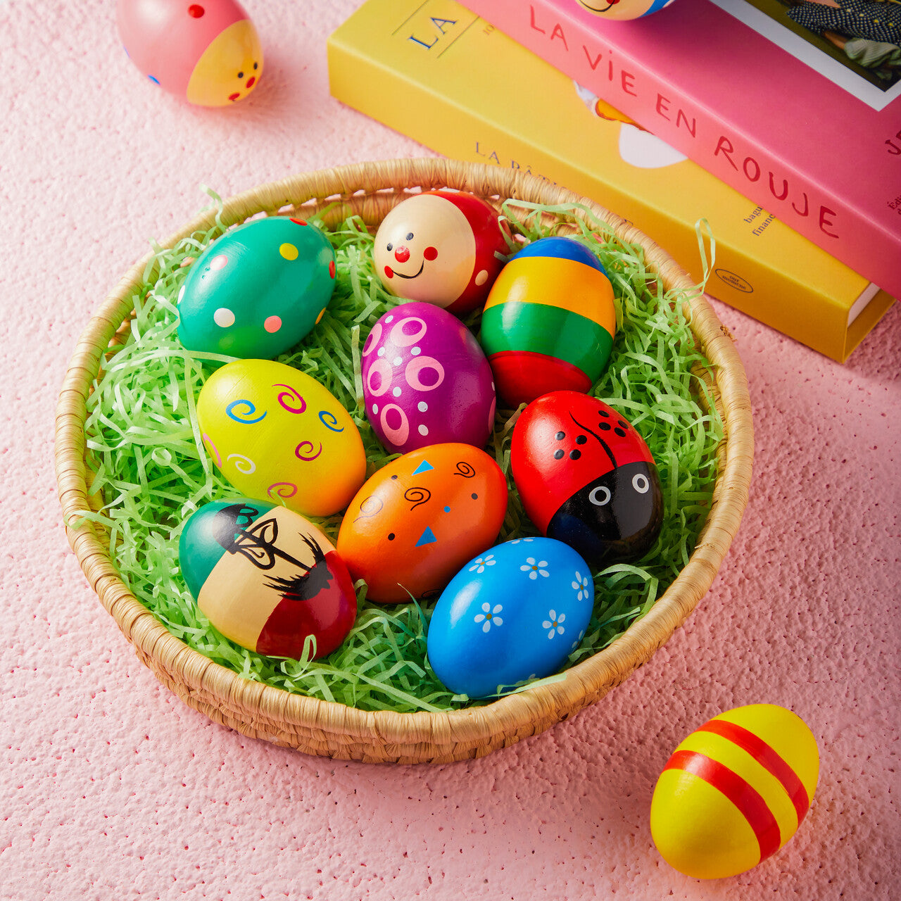 Syncfun 12 pcs 3" Wooden Easter Eggs Shakers Maracas Percussion Musical Toys, Easter Gifts for Kids Toddlers, Easter Basket Stuffers Fillers, Party Favors, Classroom Prize Supplies