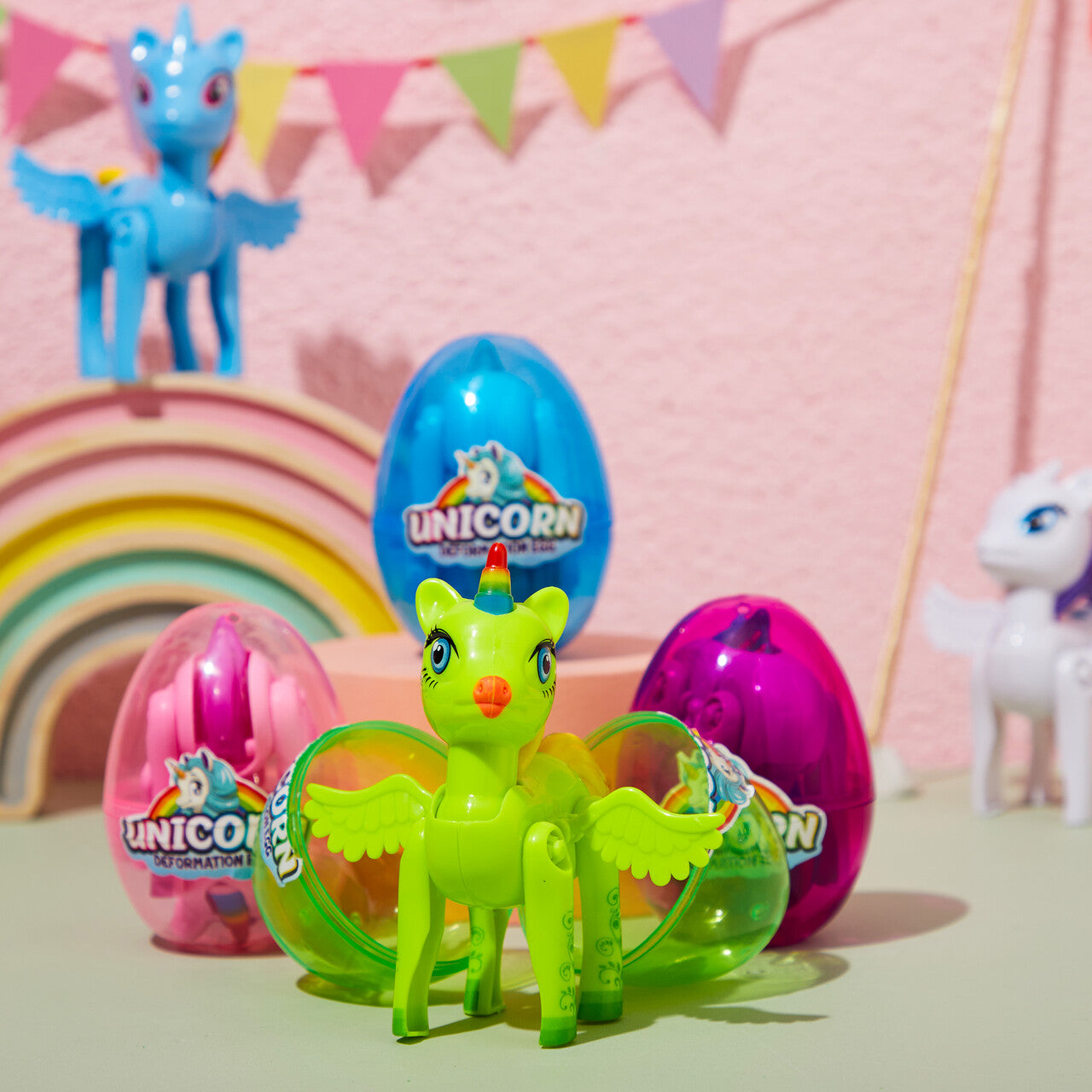 SYNCFUN 8 Pcs Easter Basket Stuffers with Unicorn Deformation Toys,3.5" Easter Exchange Toy for Girls Toddlers Kids,Classroom Prize Supplies,Birthday Gifts