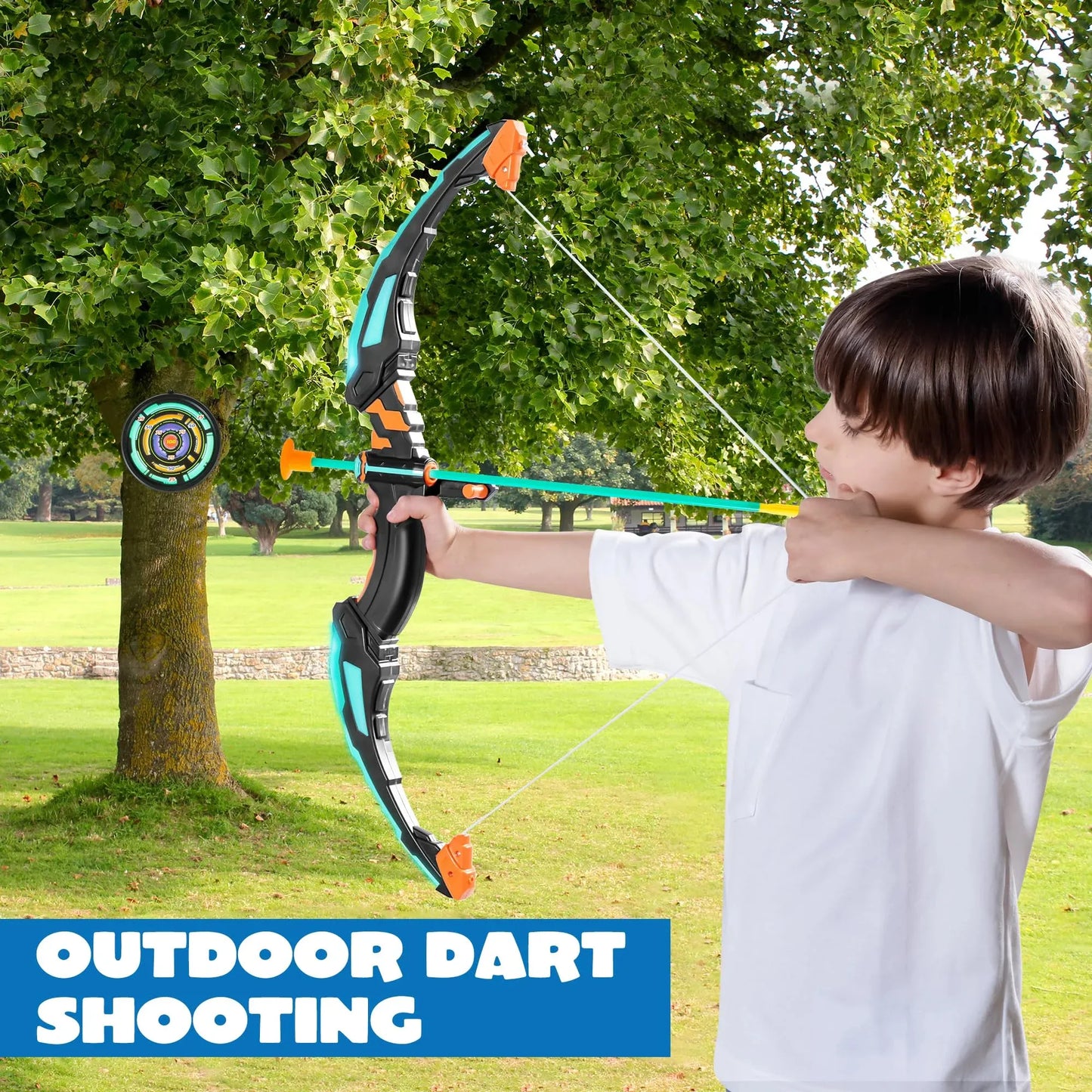 Syncfun kids bow and arrow set, LED Light Up Archery Toy Set with 9 Suction Cup Arrows, Target & Arrow Case, Indoor and Outdoor Hunting Play Gift Toys for Kids, Boys & Girls Ages 3-12