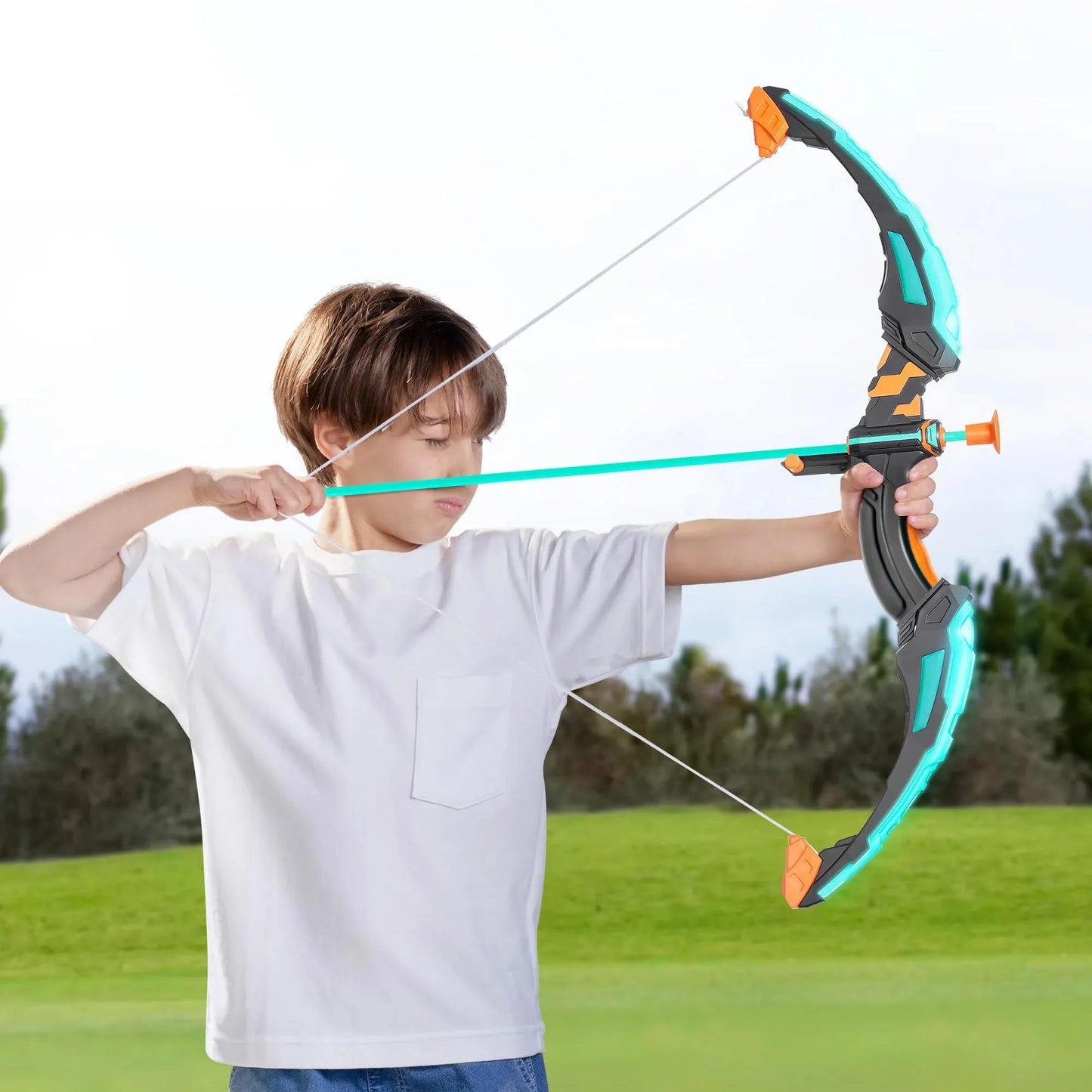 Syncfun kids bow and arrow set, LED Light Up Archery Toy Set with 9 Suction Cup Arrows, Target & Arrow Case, Indoor and Outdoor Hunting Play Gift Toys for Kids, Boys & Girls Ages 3-12