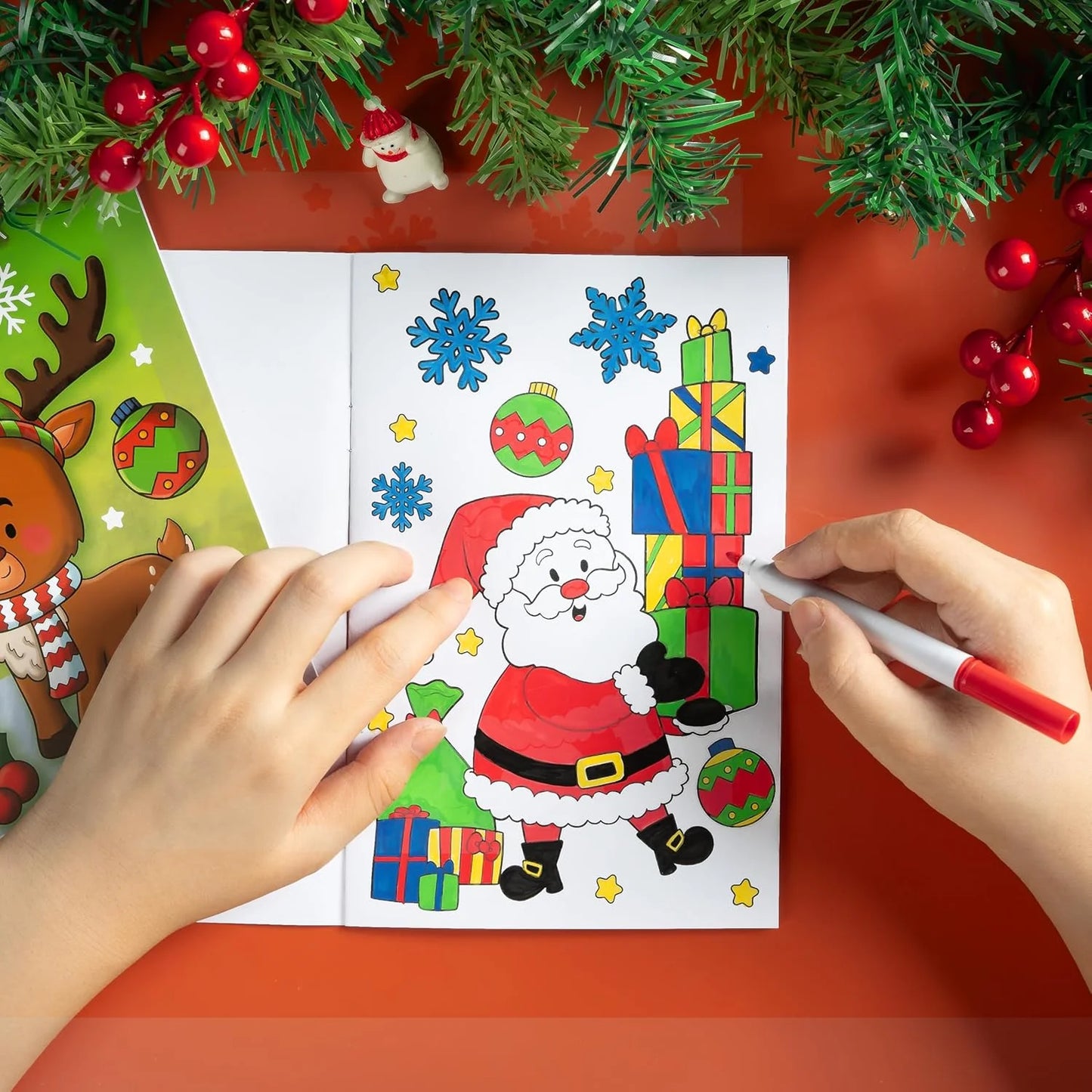Joyfy 16 Pcs Christmas Coloring Book Books for Kids, Stocking Stuffers Xmas Party Favors Christmas Party Supplies Mini Books Classroom Games Kids Christmas Goodie Bag Fillers