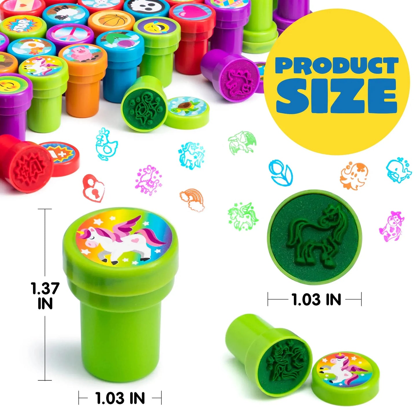 Syncfun 100 Pcs Assorted Stamps for Kids, Self Inking Stamp Sets,50 Different Designs, Dinosaur, Zoo Safari Stampers