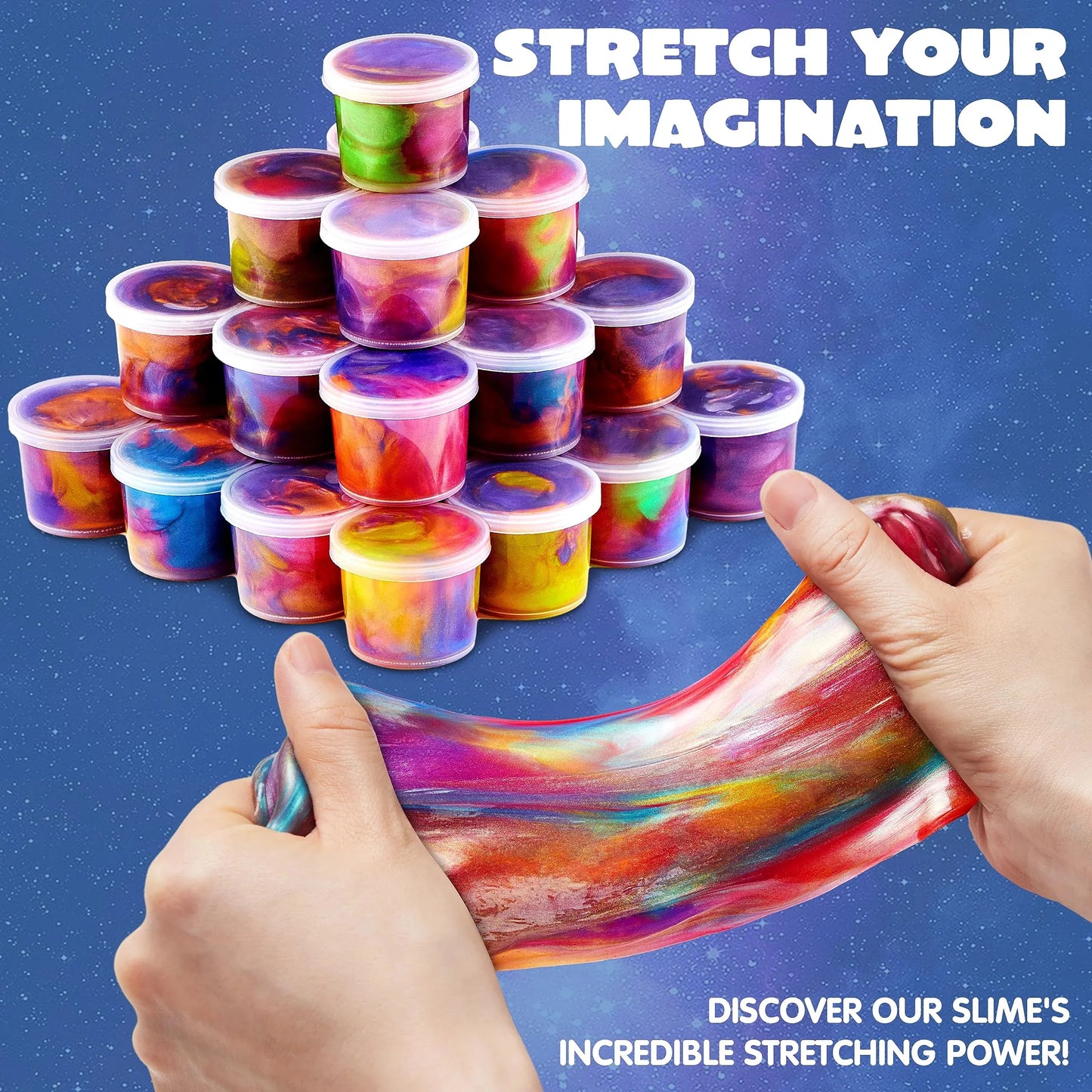 Syncfun 36 Pcs Galaxy Slime Cup Party Favors, Stretchy, Non-Sticky and Safe for Girls and Boys, Classroom Reward, Easter Basket Stuffers, Birthday Party Supplies