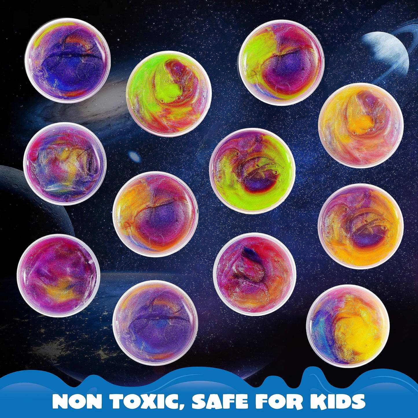 Syncfun 36 Pcs Galaxy Slime Cup Party Favors, Stretchy, Non-Sticky and Safe for Girls and Boys, Classroom Reward, Easter Basket Stuffers, Birthday Party Supplies