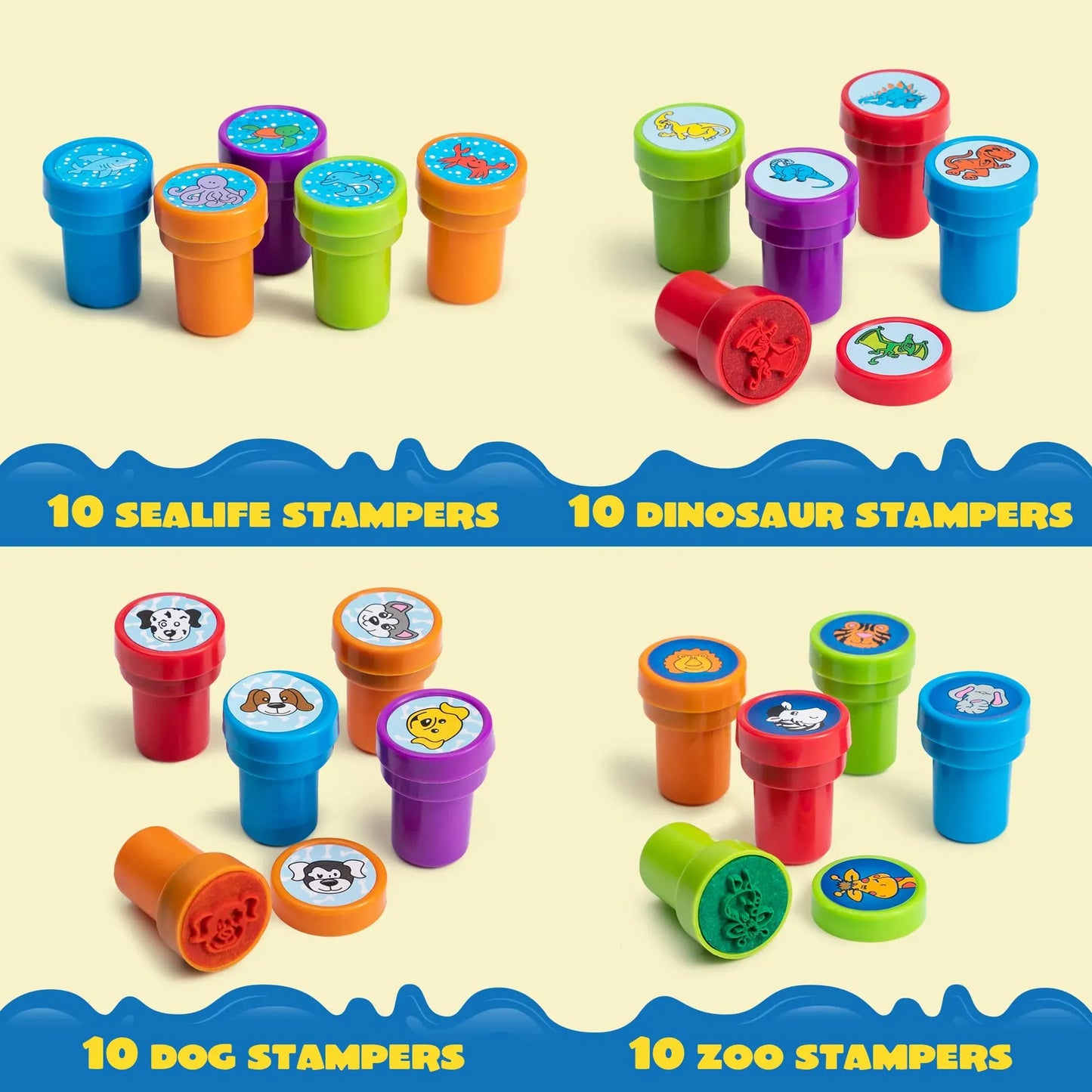Syncfun 100 Pcs Assorted Stamps for Kids, Self Ink Stamps Sets, for Party Favor, Teacher Stamps, Prize for Classroom, Easter Egg Stuffers