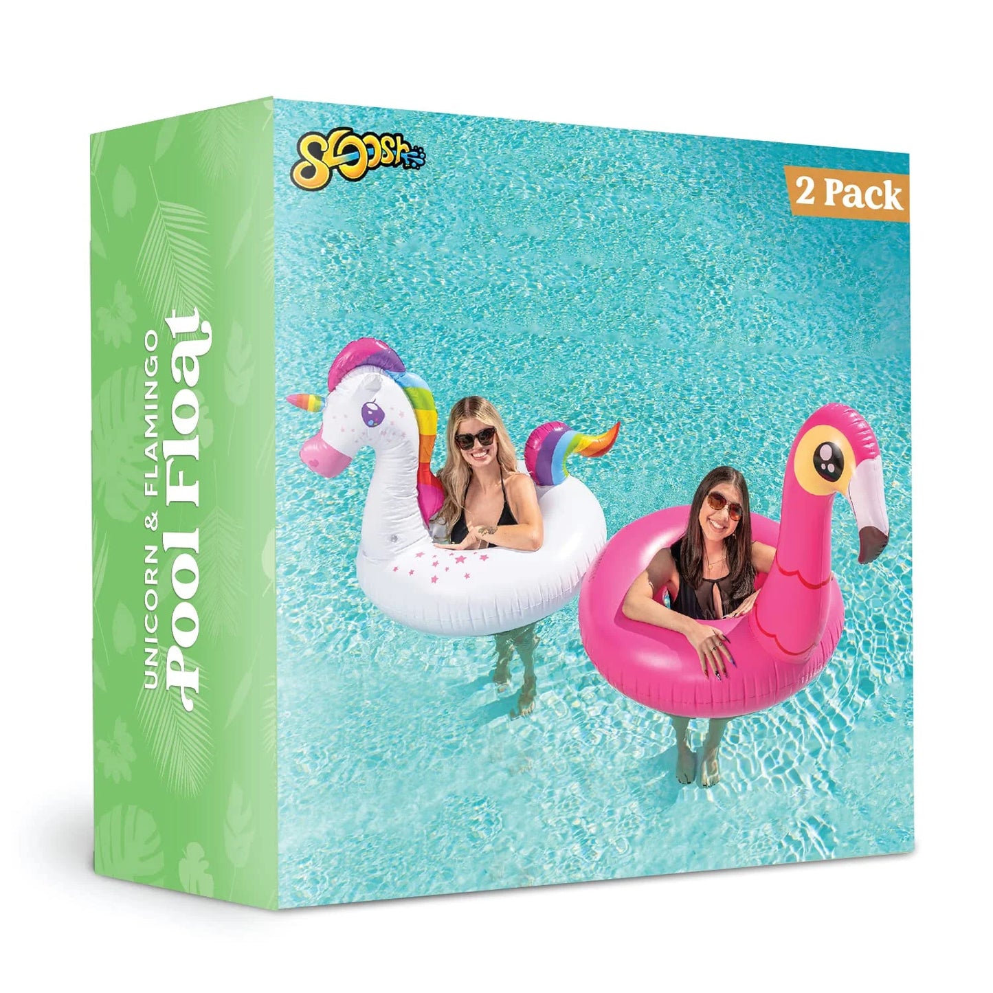 SYNCFUN 2 Packs Flamingo Unicorn Pool Float, Fun Beach Floaties, Inflatable Swimming Pool Tubes Party Toys, Summer Pool Raft Lounger for Adults & Kids