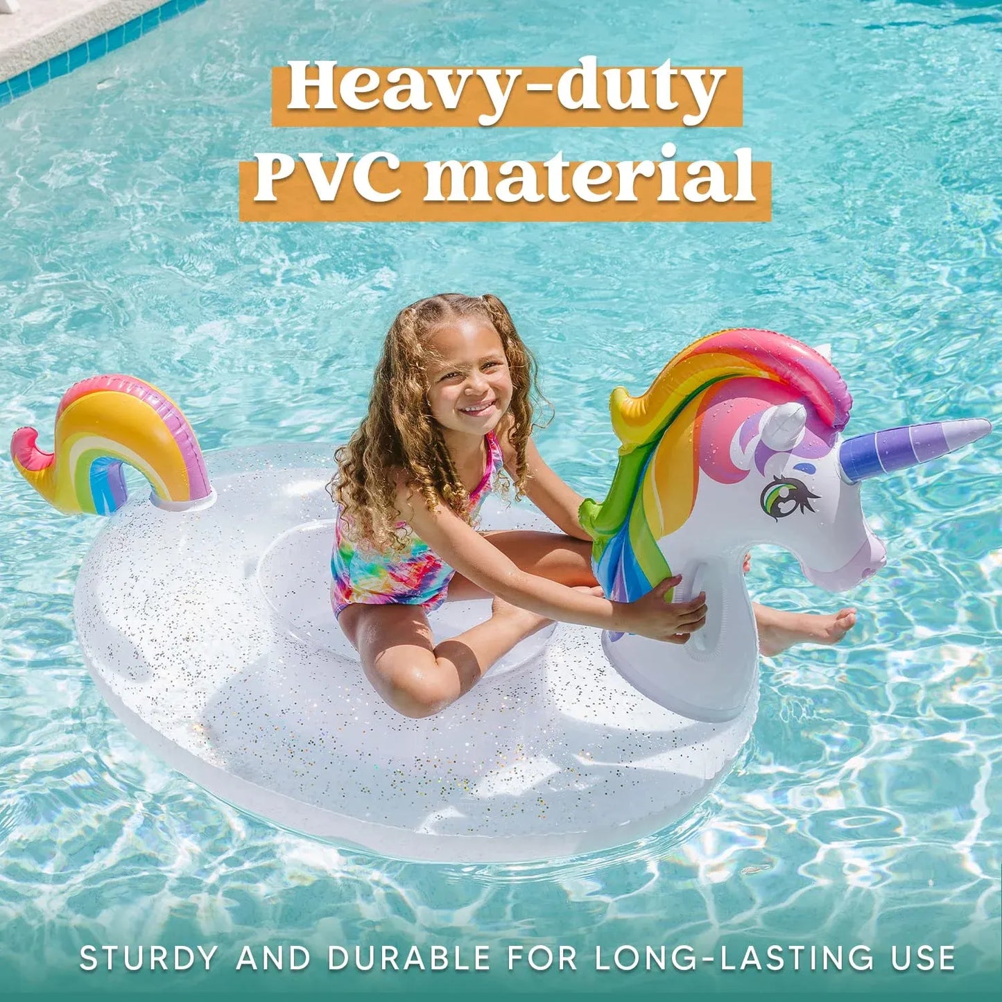 Inflatable Pool Unicorn Float Raft with Glitters