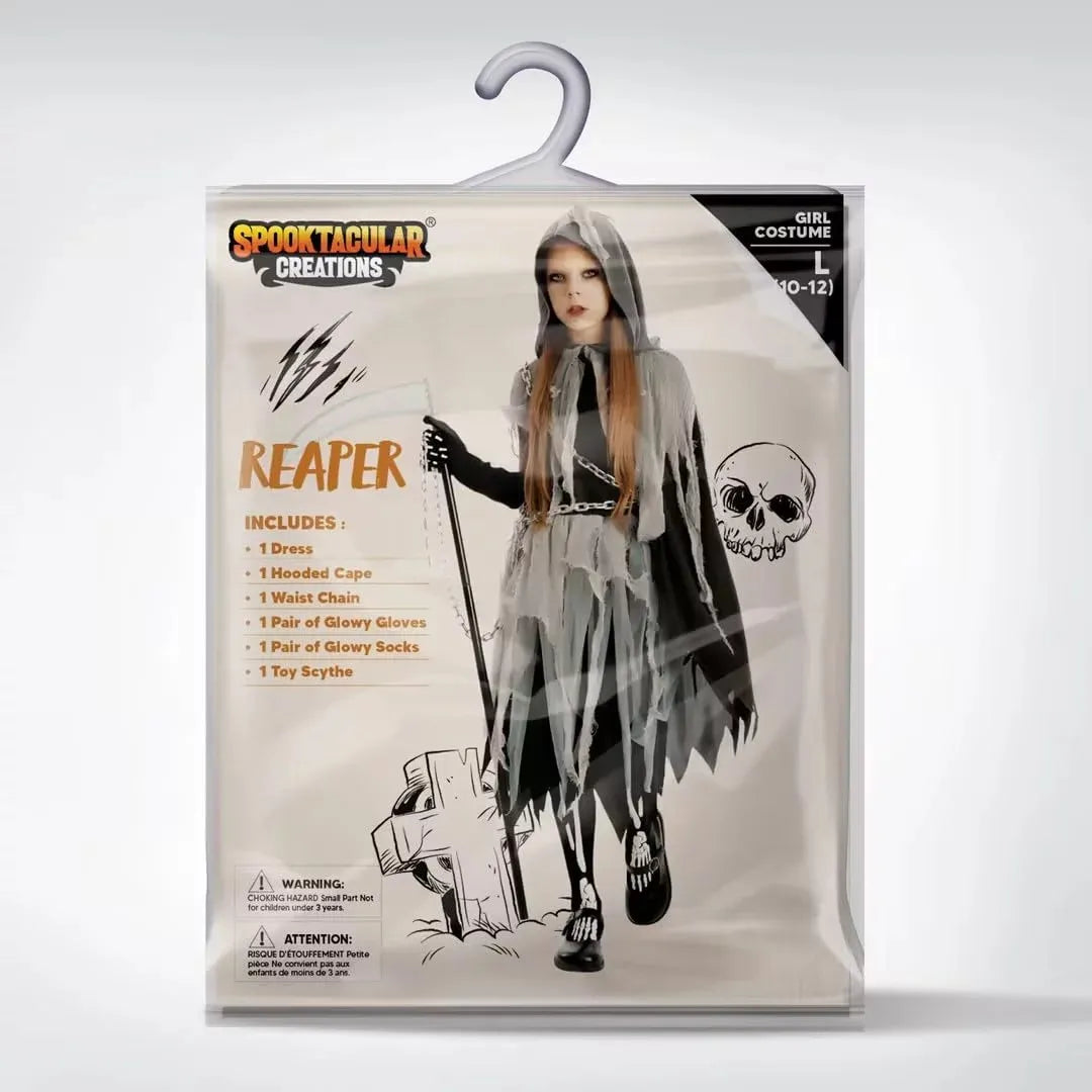 Syncfun Grim Reaper Girl Costume Glow in the dark for Halloween Role Play for 12-14 Years