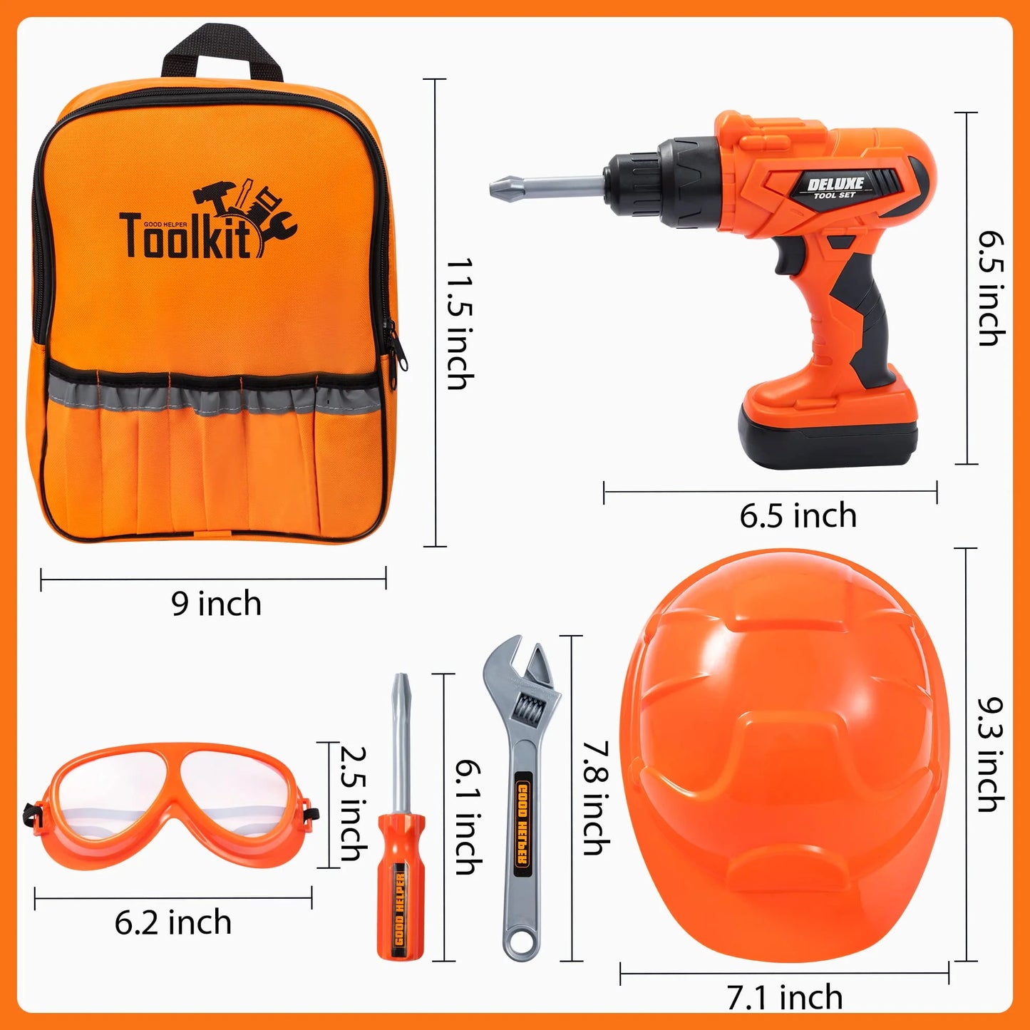 Syncfun 32Pcs Kids Tool Set, Construction Pretend Play with Backpack Costume & Electronic Drill Toy for Boy & Girl Birthday Dress Up Party