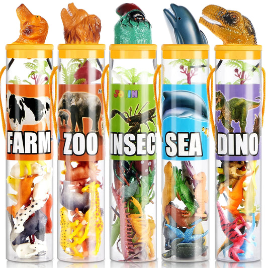 Syncfun 69Pcs Small Animal Figures, Assorted Mini Plastic Animal Toy, Tiny Little Animals for Sensory Bin, Birthday Party Favor for Kids Toddler Aged 3-8