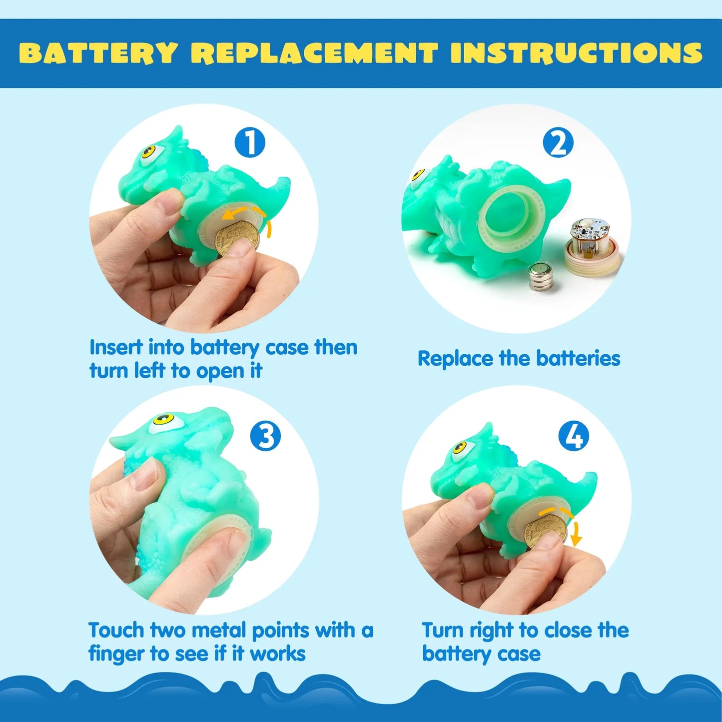 Syncfun 8Pcs Light Up Dinosaur Toys, Floating Baby Bath Toy, Swimming Pool Party Favors Age 1 2 3