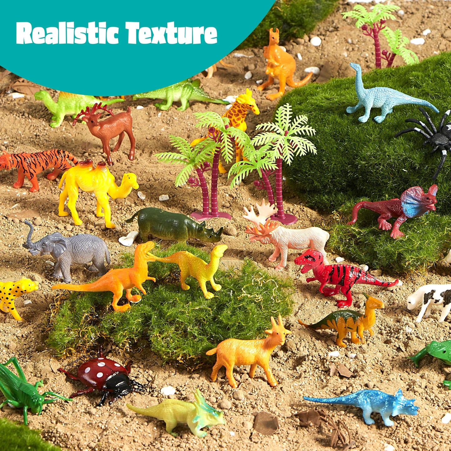 Syncfun 69Pcs Small Animal Figures, Assorted Mini Plastic Animal Toy, Tiny Little Animals for Sensory Bin, Birthday Party Favor for Kids Toddler Aged 3-8