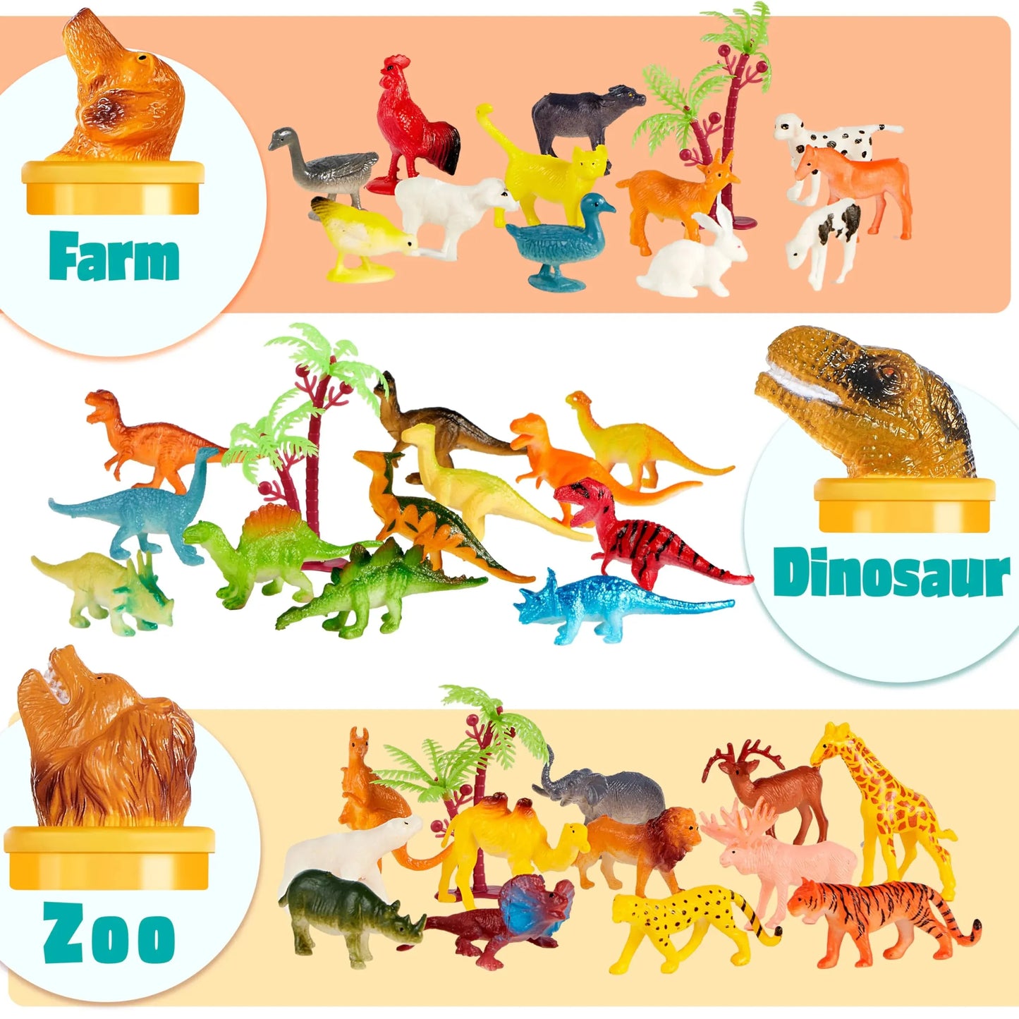 Syncfun 69Pcs Small Animal Figures, Assorted Mini Plastic Animal Toy, Tiny Little Animals for Sensory Bin, Birthday Party Favor for Kids Toddler Aged 3-8