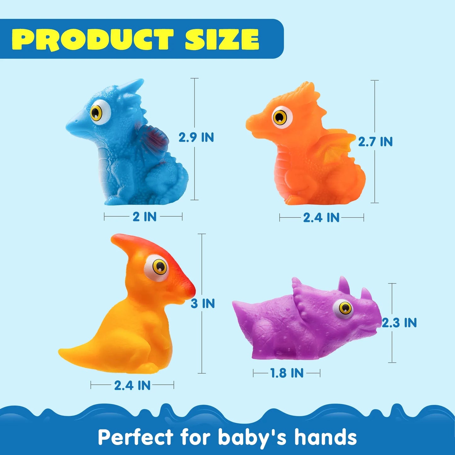Syncfun 8Pcs Light Up Dinosaur Toys, Floating Baby Bath Toy, Swimming Pool Party Favors Age 1 2 3