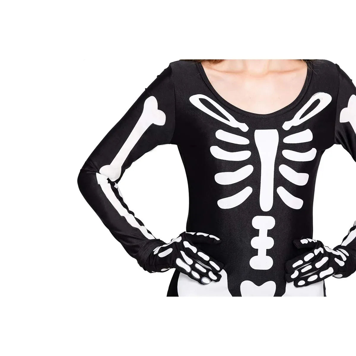 Syncfun Skeleton Bodysuit for Women Halloween with Glow Patterns and Matching Skeleton Gloves