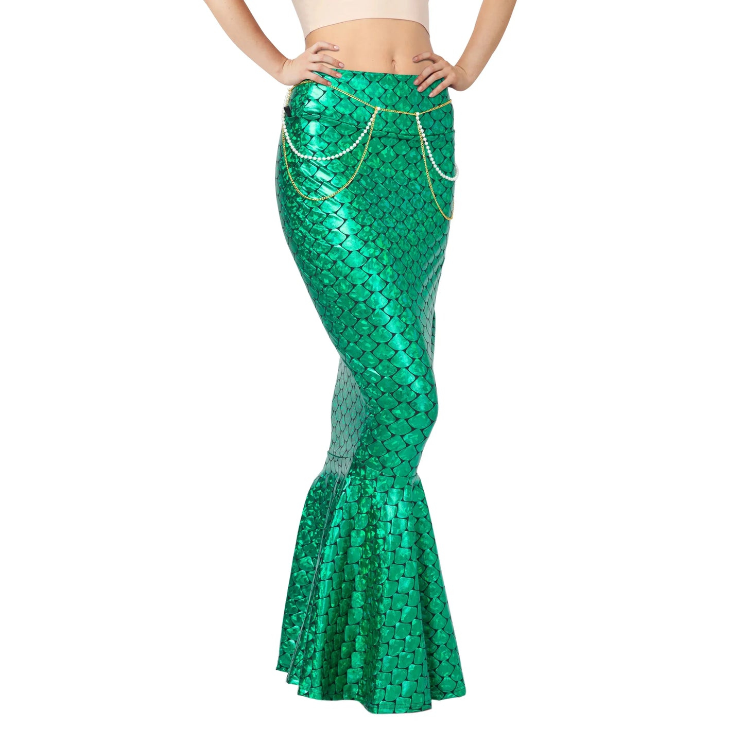 Syncfun Mermaid Costume for Women, Metallic Hologram Shiny Mermaid Skirt for Adult Halloween Party Dress Up and Role Play Cosplay