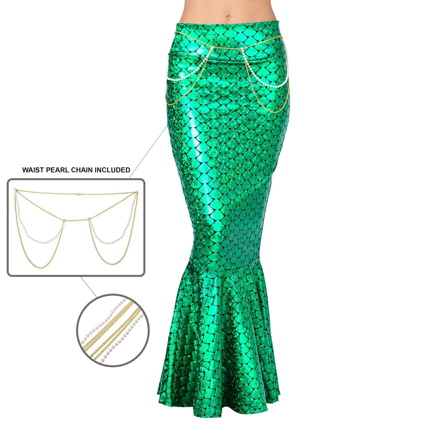 Syncfun Mermaid Costume for Women, Metallic Hologram Shiny Mermaid Skirt for Adult Halloween Party Dress Up and Role Play Cosplay