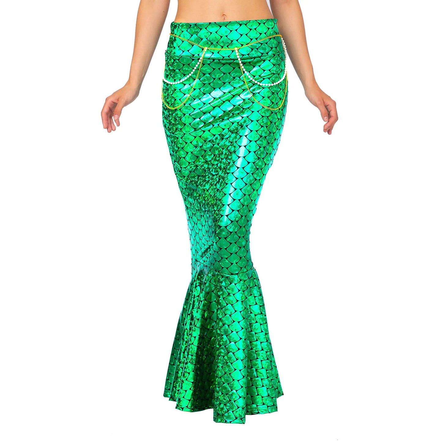 Syncfun Mermaid Costume for Women, Metallic Hologram Shiny Mermaid Skirt for Adult Halloween Party Dress Up and Role Play Cosplay